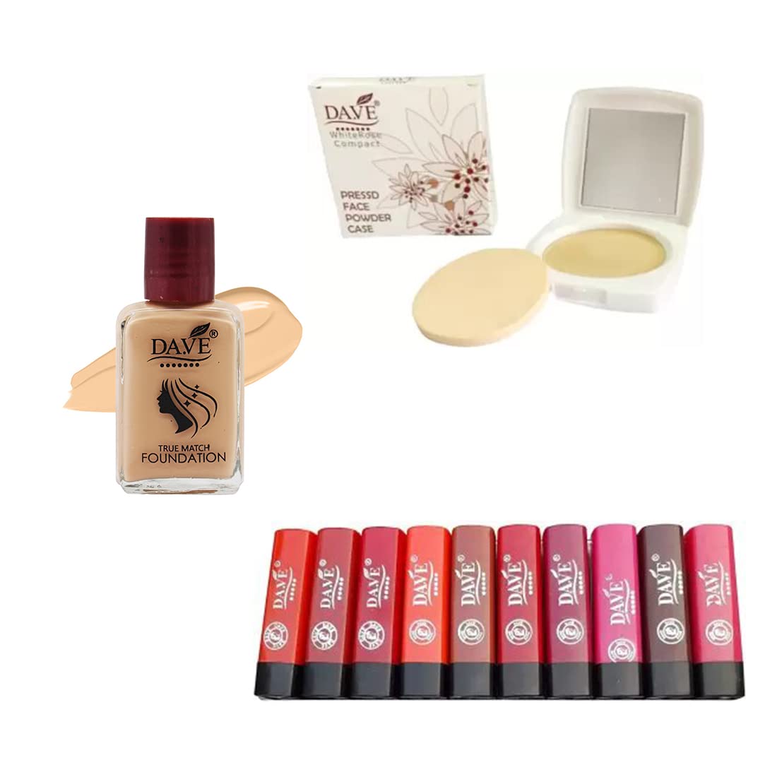 DA.VE Compact Foundation with Blenders & Puff Combo – Long-Lasting Full Coverage Makeup Set, Hydrating Oil-Control Formula for Smooth Flawless Finish | Suitable for All Skin Types | Perfect for Daily Wear, Special Occasions & Professional Makeup Looks