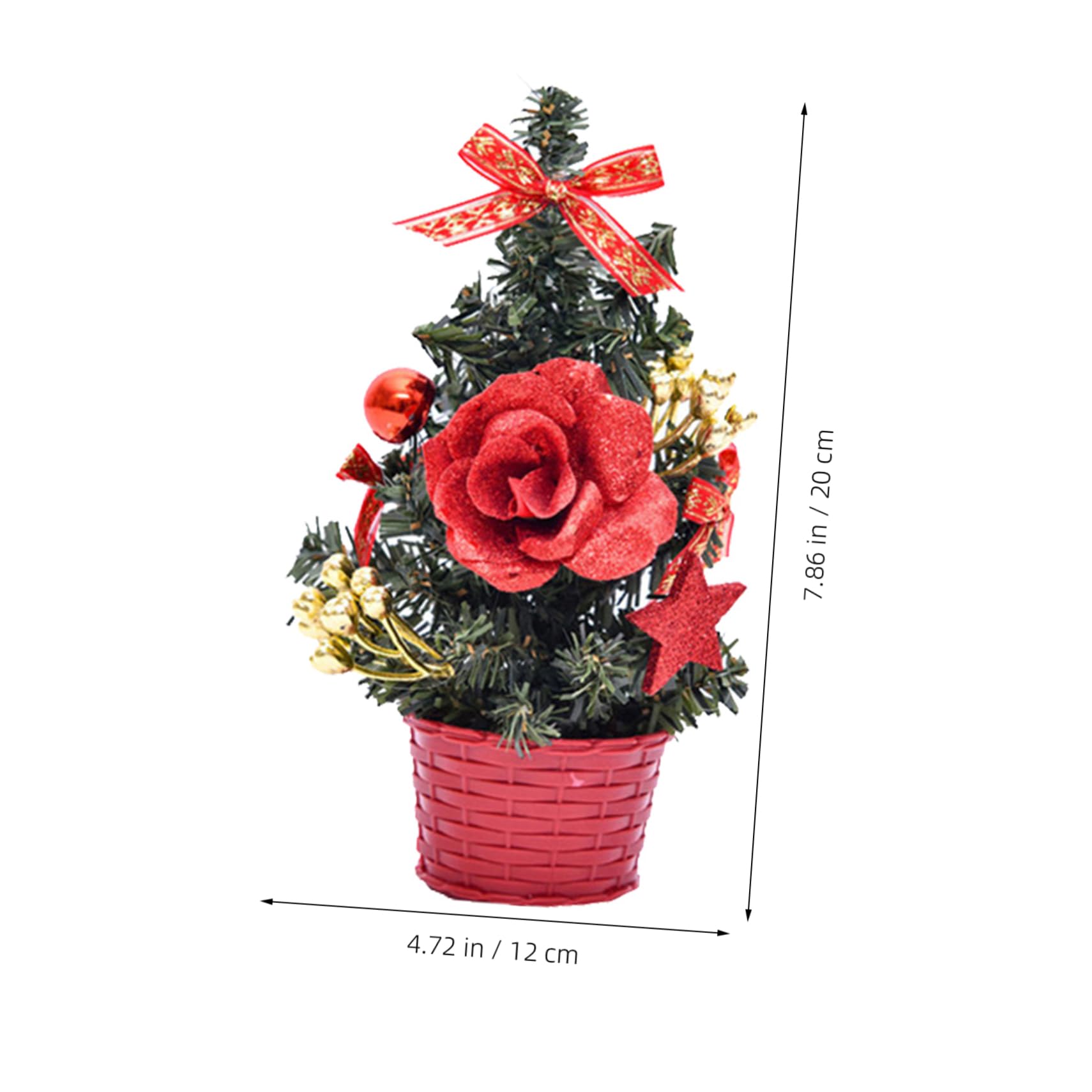 2 Pack Mini Artificial Christmas Trees - 20cm Purple Red Xmas Decor for Home, Office, Store, Wedding Tabletop & Holiday Decoration | LIOOBO Potted Plants Model for Festive Season, Christmas Party & Winter Wedding Centerpieces