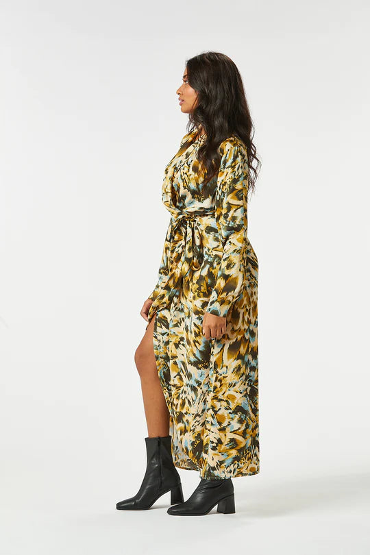 Brock Long Wrap Dress for Women - Flowy Green Maxi Dress with Belt, Elegant & Comfortable - Perfect for Summer, Beach, Office & Special Occasions