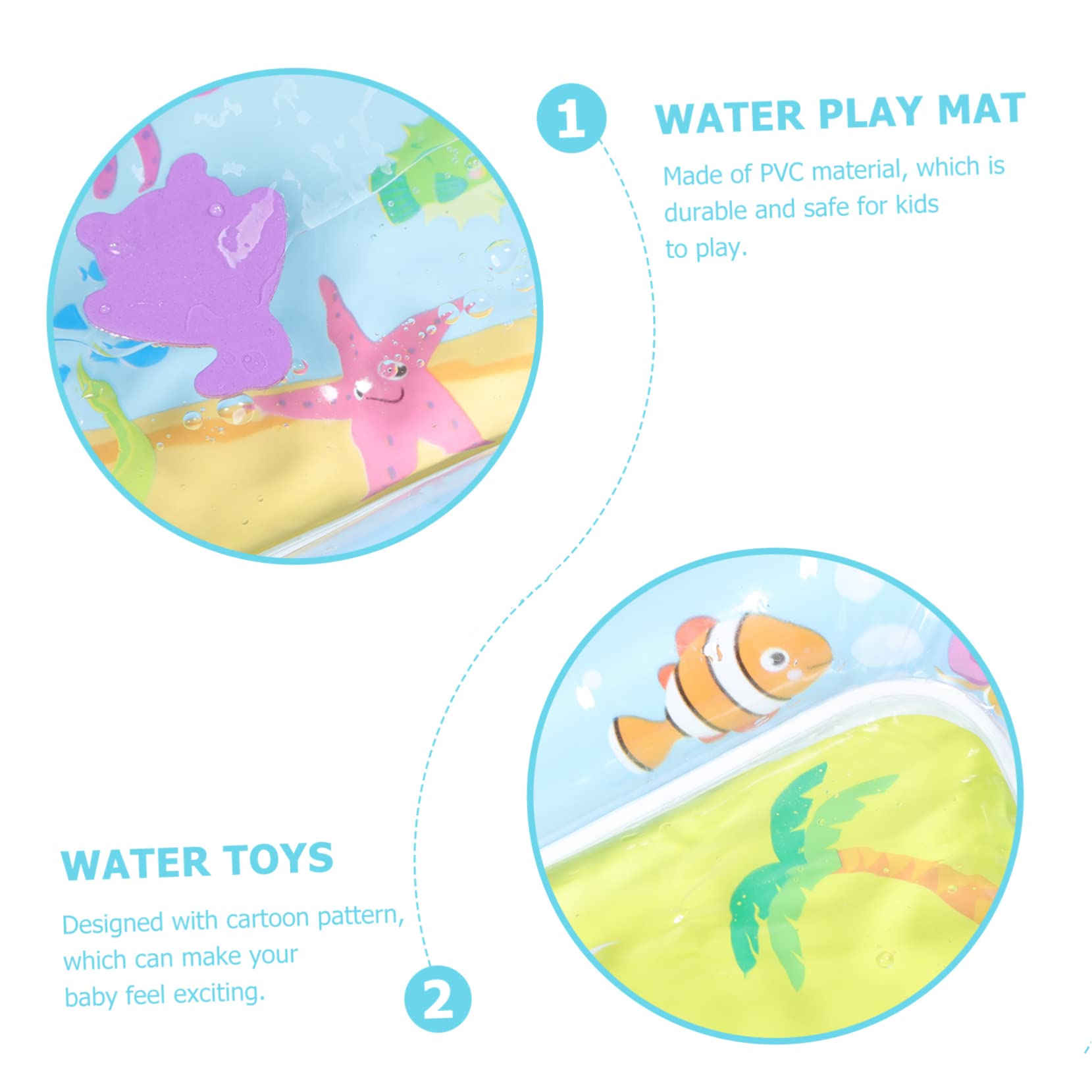 HEMOTON 4-Piece Inflatable Baby Tummy Time Water Play Mat - Safe PVC Water Activity Toy for Infants 0-6 Months - Perfect for Floor Play, Sensory Development & Summer Fun