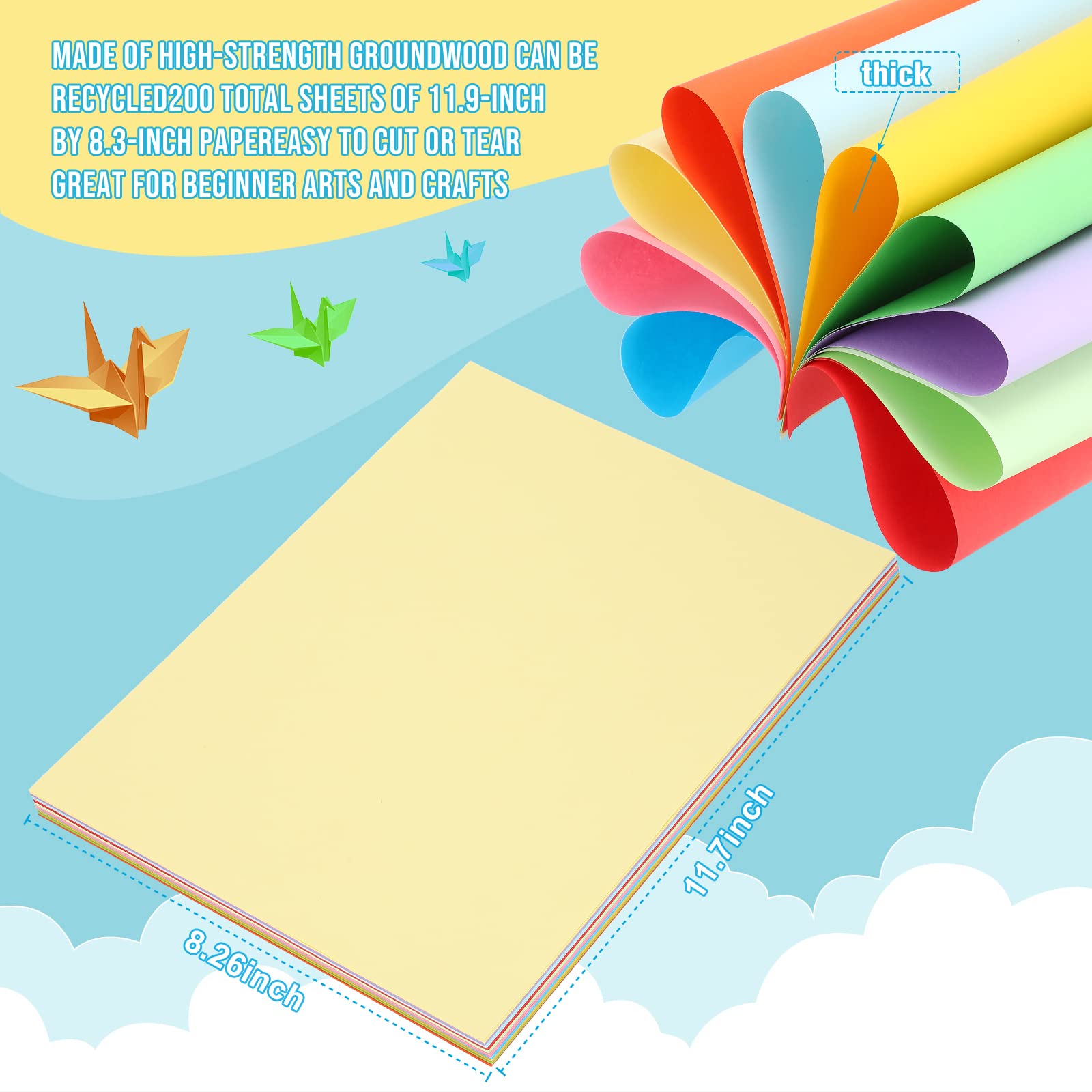 Sherr Construction Colored Cardstock Paper Bulk - 1000 Sheets, A4 9