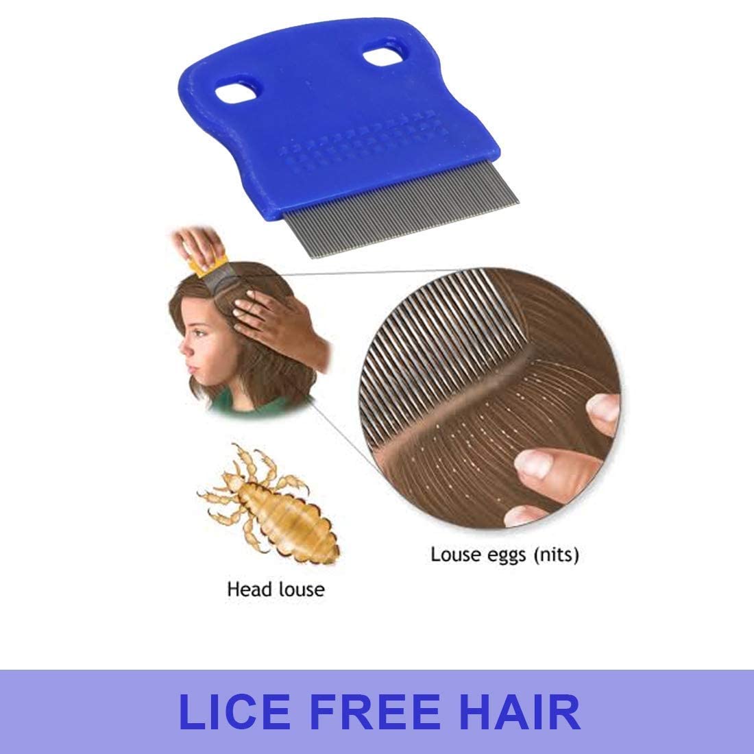 MAPPERZ Stainless Steel Lice Comb with Metal Teeth - Professional Nit & Egg Remover for Head Lice Treatment - Perfect for Home, School & Travel Use