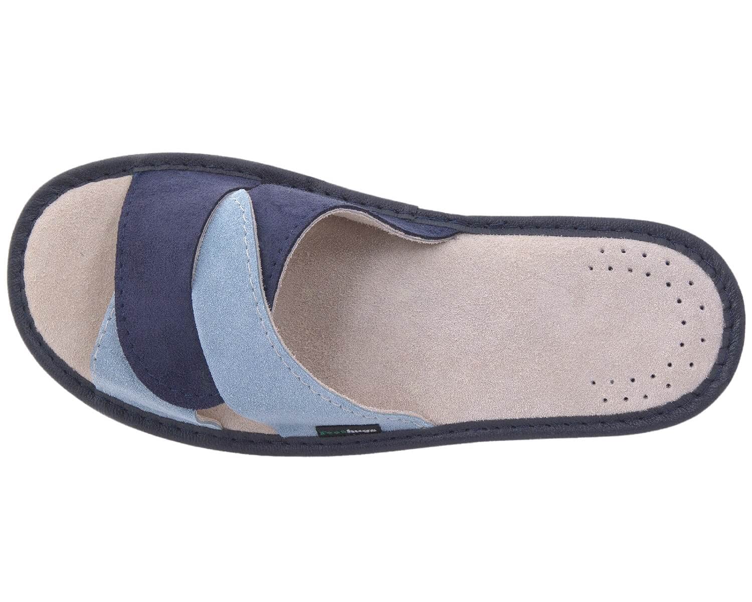 FOOTHUGS Open-Toe Women's Suede Mule Slippers with Arch Support & Orthopedic Memory Foam Insole - Comfortable Butterfly Design for Home, Office & Relaxation