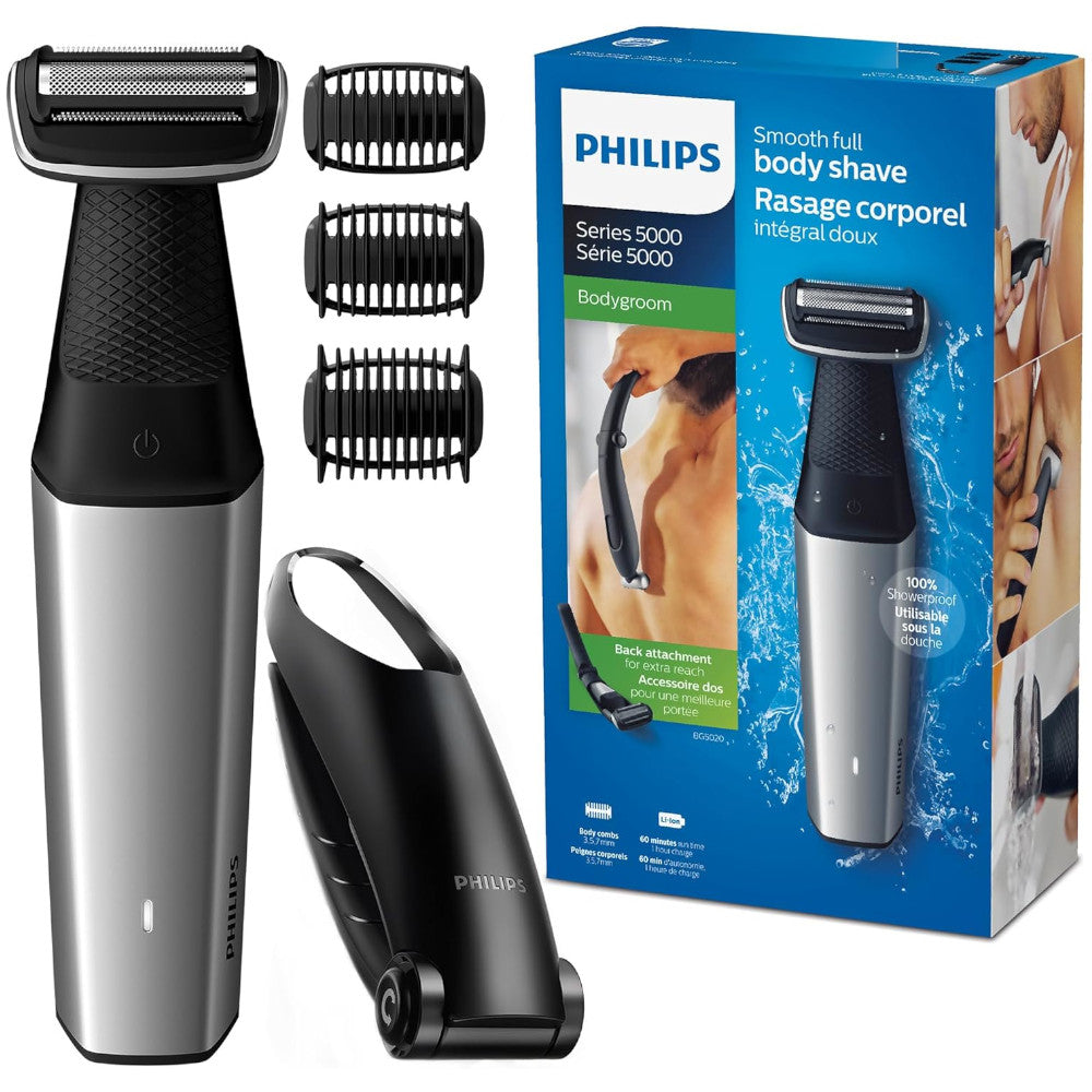PHILIPS BG5020/15 Bodygroom Series 5000 Waterproof Body & Groin Trimmer for Men - Showerproof Grooming Kit for Smooth Shaving & Manscaping at Home or Travel
