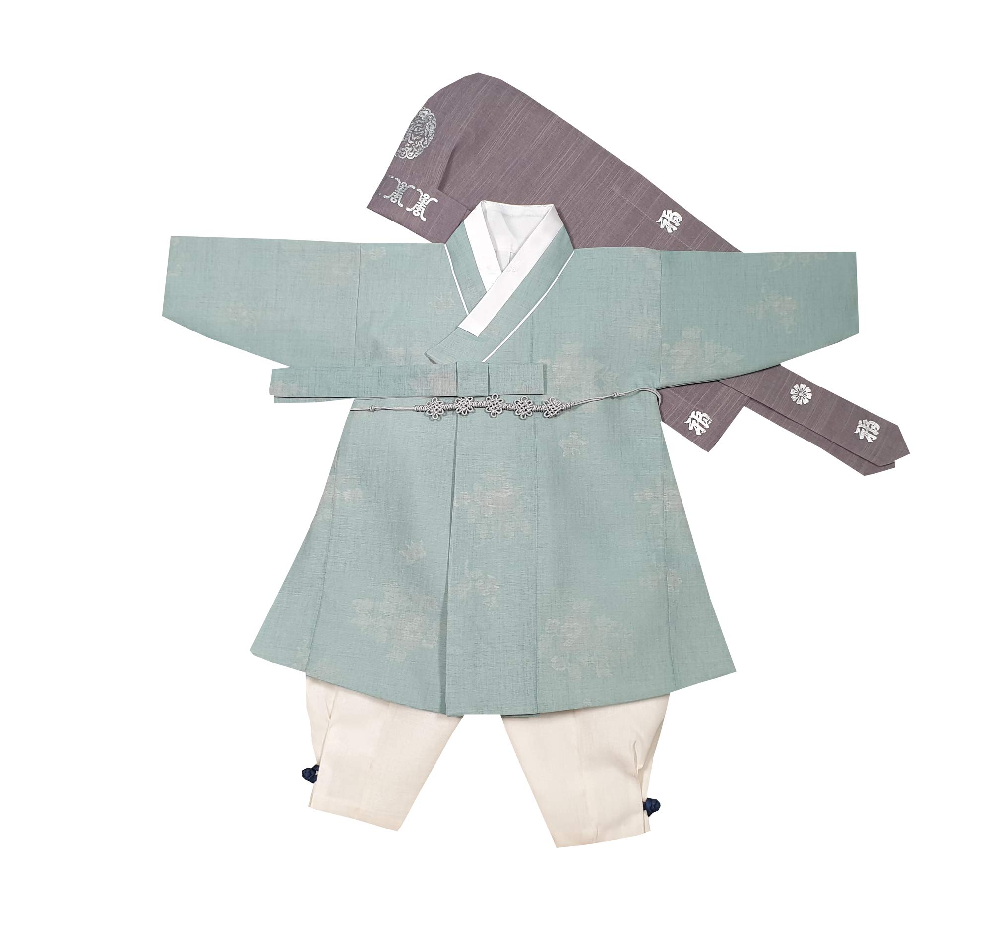 Korean Hanbok Traditional Baby Boy 100 Days Celebration Outfit - Light Khaki BAIKIL Party Costume for First Birthday, Doljanchi & Special Occasions