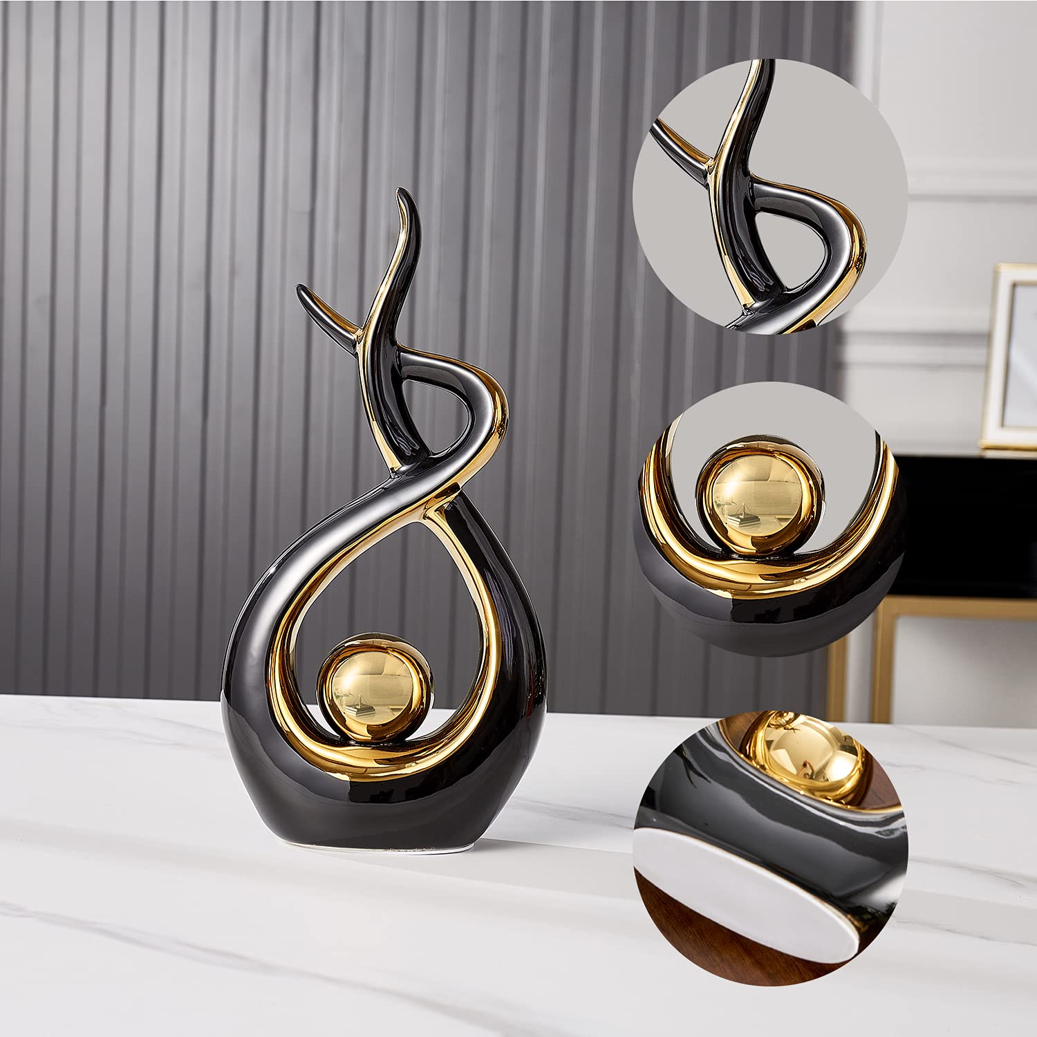 Modern Black Ceramic Statue - 12.2