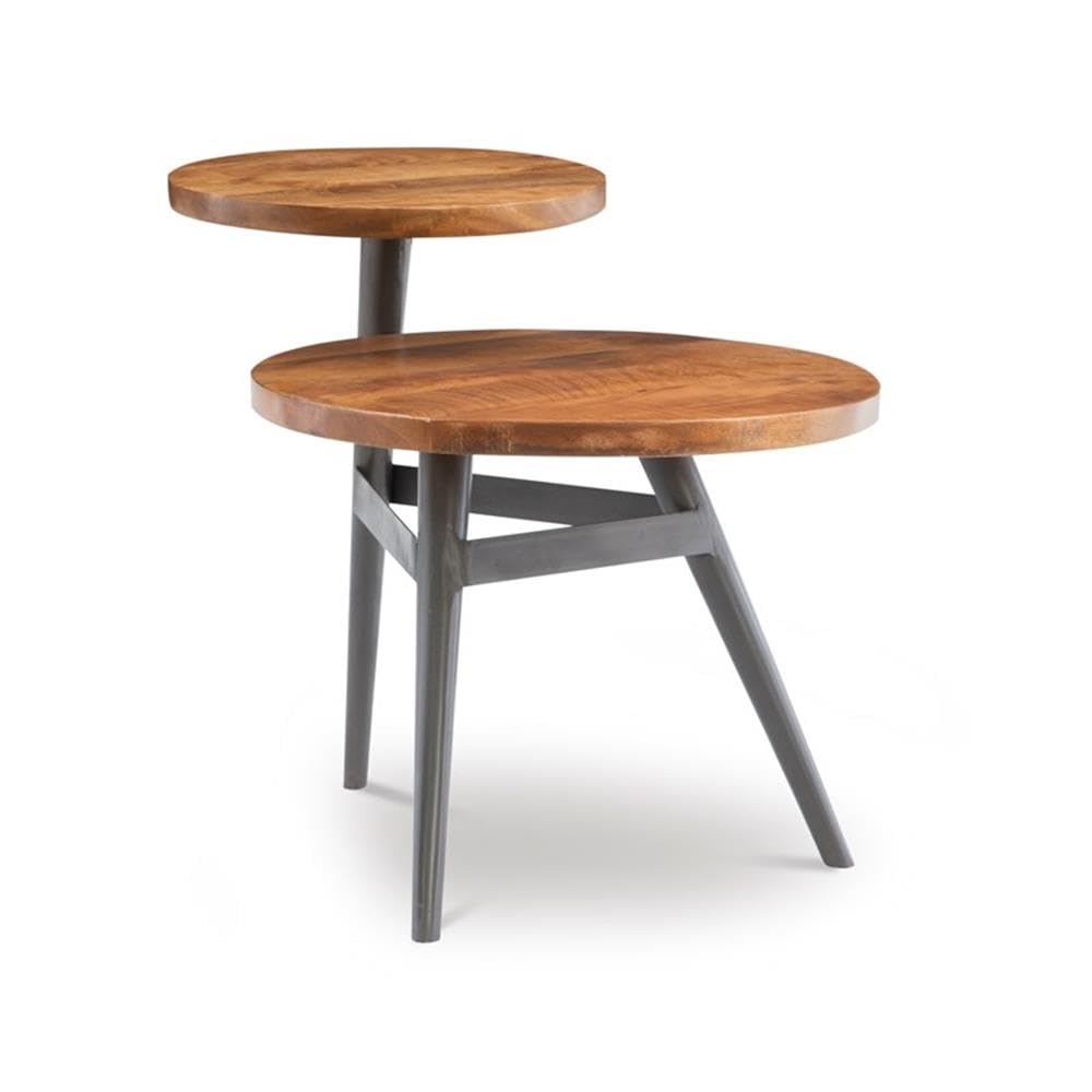 Pemberly Row Modern Two-Tiered Metal Side Table - Gunmetal Gray Finish | Stylish End Table for Living Room, Bedroom, or Office Décor