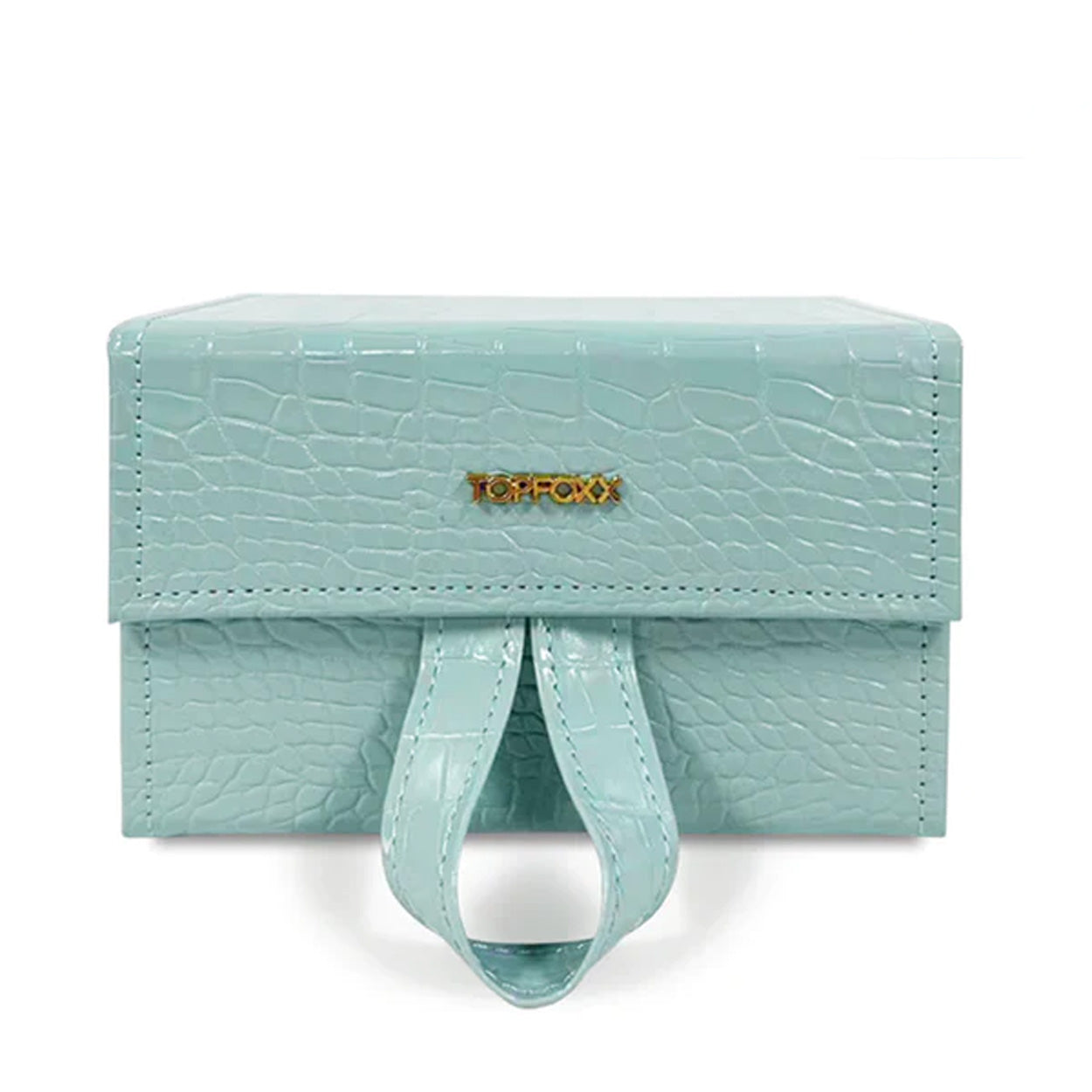 Luxury Turquoise Faux Crocodile Travel Case - Elegant Cosmetic & Jewelry Organizer for Women | Perfect for Vacation, Business Trips & Weekend Getaways