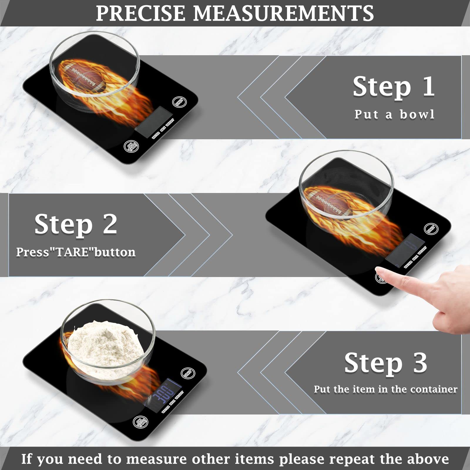 **Waterproof Digital Kitchen Scale for Cooking, Baking & Coffee - Flaming Football Design, Measures in Ounces & Grams - Perfect for Home, Restaurant & Office Use**