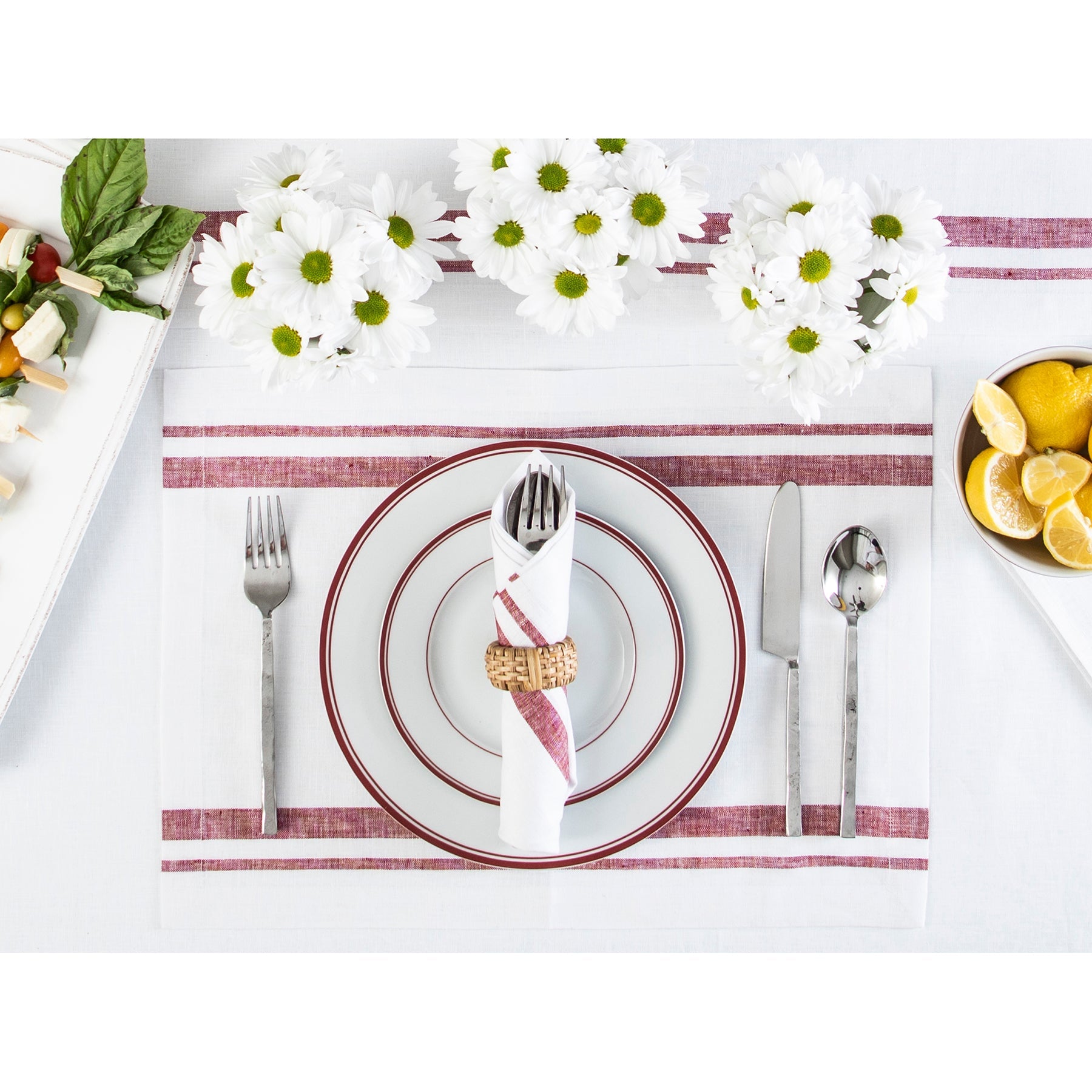 French Striped Cotton Napkins - Premium 12-Pack for Dining, Parties & Home Decor - Elegant Table Linens for Restaurants, Weddings & Everyday Use
