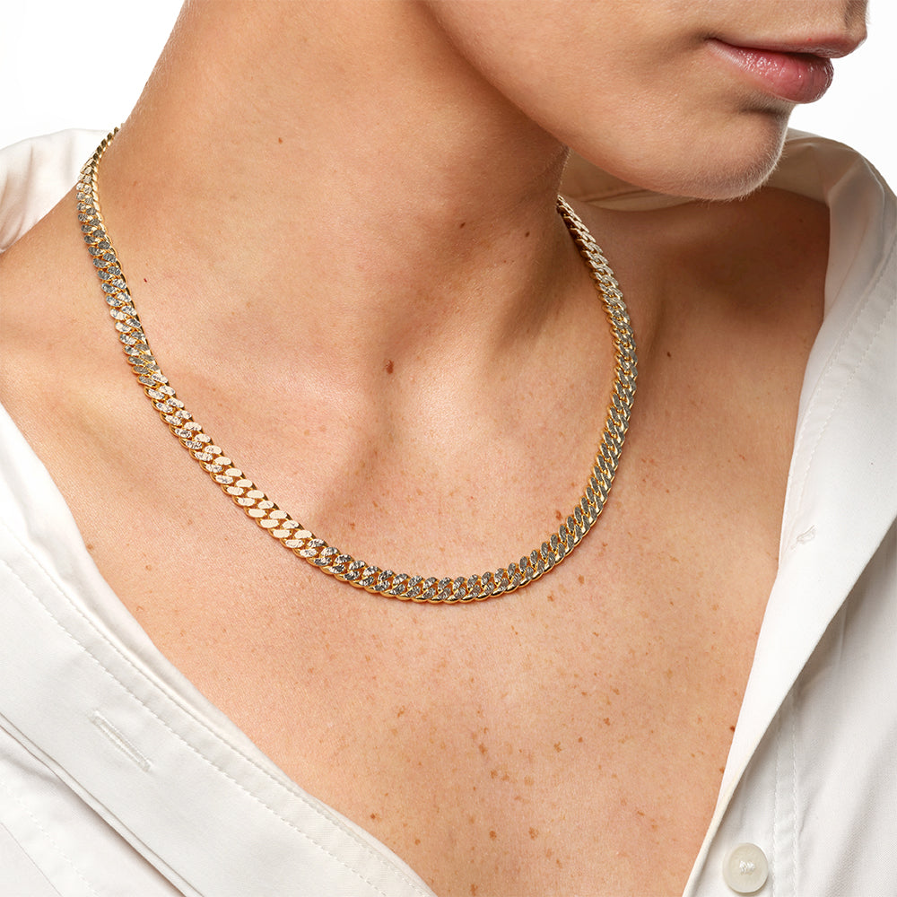 Two Tone Gold Cuban Chain Necklace for Men & Women | Trendy Hip Hop Jewelry | Perfect for Layering, Gifts & Everyday Wear