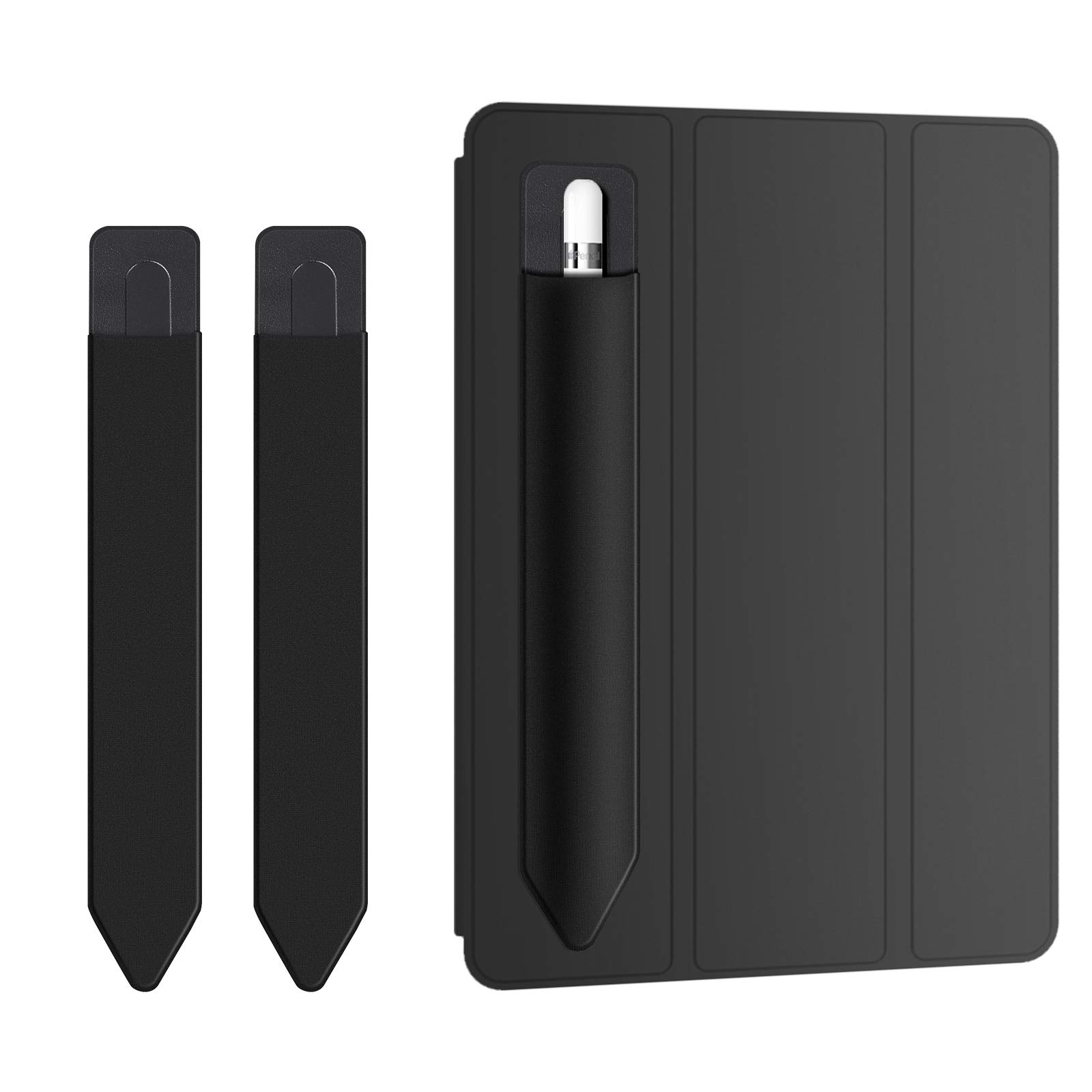 Premium Leather Apple Pencil Holder for iPad Pro 12.9/10.5/9.7, iPad Air & 6th Gen - Detachable Elastic Sleeve Pouch for Apple Pencil 2nd Gen (2 Pack, Black) - Perfect for Artists, Students & Office Use