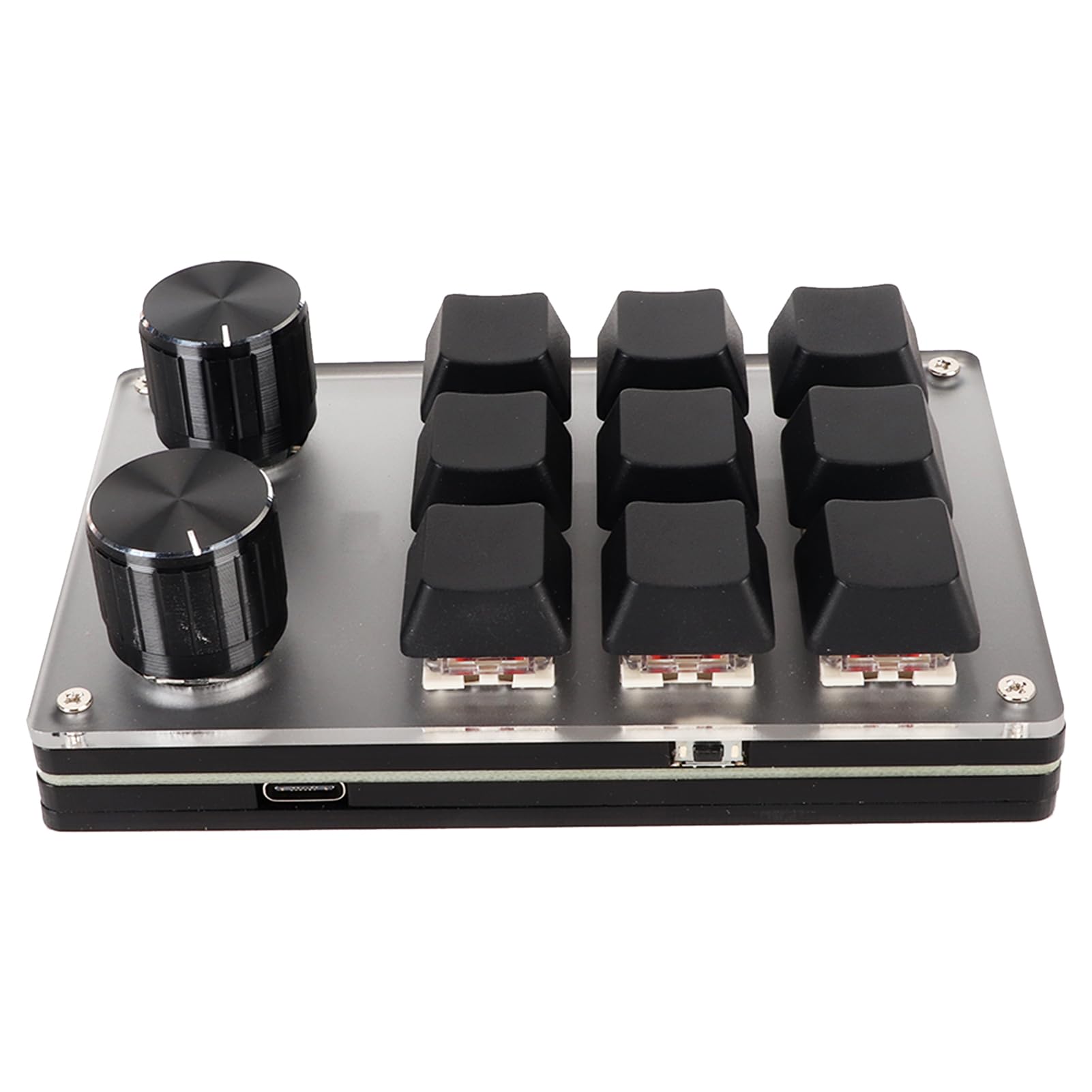 ZJchao Mini Macro Mechanical Gaming Keyboard - Red Switch, Plug & Play, Ergonomic Design with Custom Knobs - USB Mini Keypad for PC (9 Keys + 2 Knobs) - Perfect for Gaming, Programming & Office Work