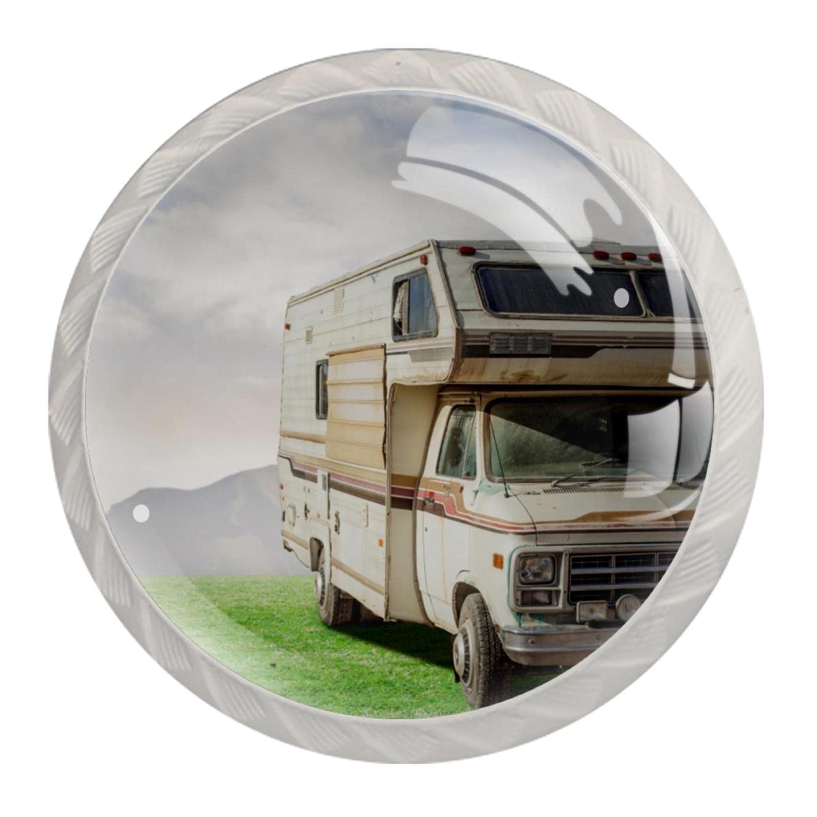 Vintage Caravan Style Glass Drawer Knobs - 30MM (4 Pack) - Elegant Cabinet Pull Handles for Home, Kitchen & Cupboard - Perfect for DIY Furniture Upgrades & Vintage Decor