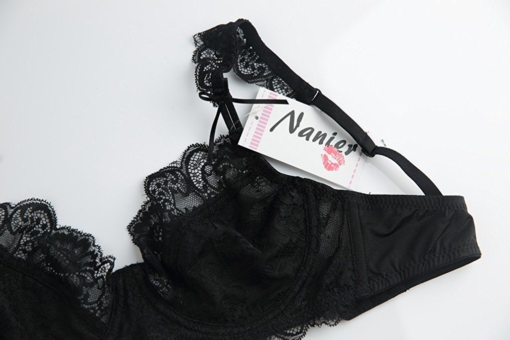 Nature Women's Thin Transparent Embroidery Lace Bra and Panty Set - Sexy Comfortable Lingerie for Date Night & Special Occasions