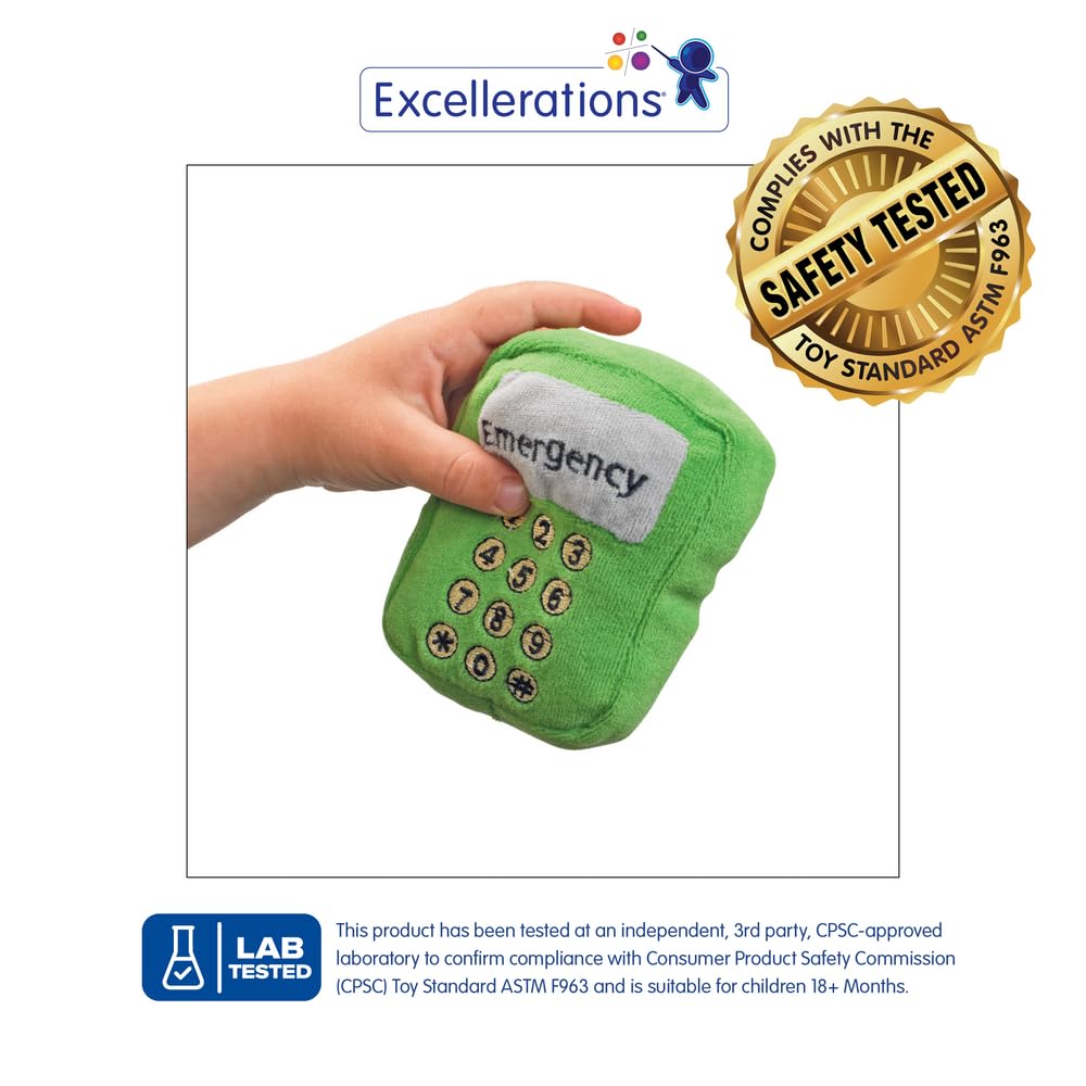 Excellerations Toddler Plush Doctor Kit - 10 Piece Educational Pretend Play Set for Kids Ages 2-4 | Soft Stethoscope & Medical Tools | Perfect Gift for Preschoolers & Birthday (Item #PLUSHRX) - Great for Role Play, Early Learning & Social Skills Development
