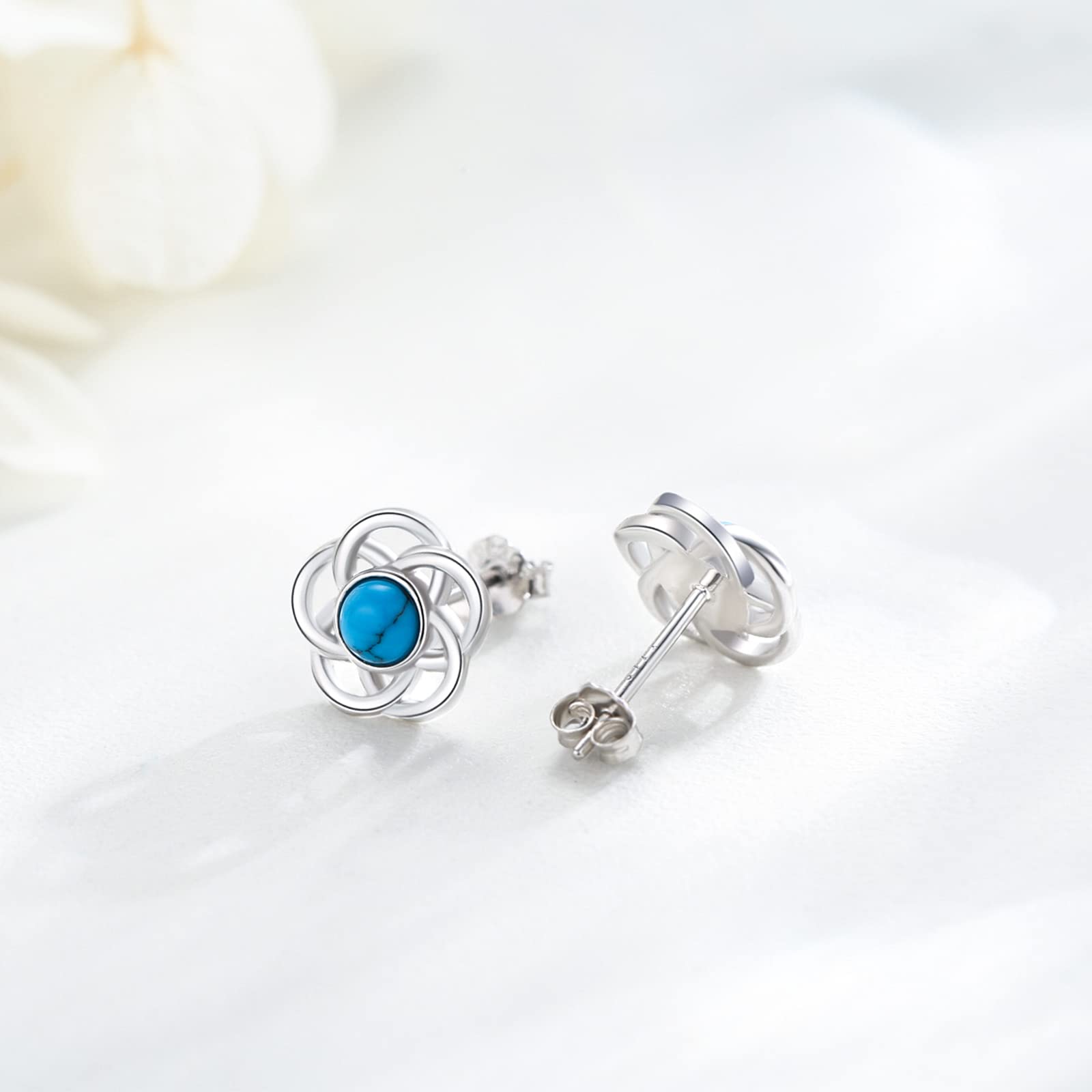 925 Sterling Silver Hypoallergenic Stud Earrings for Women - Moonstone & Turquoise Dangle Drop Fashion Jewelry | Elegant Dainty Earrings for Everyday Wear, Parties & Mother's Day Gifts