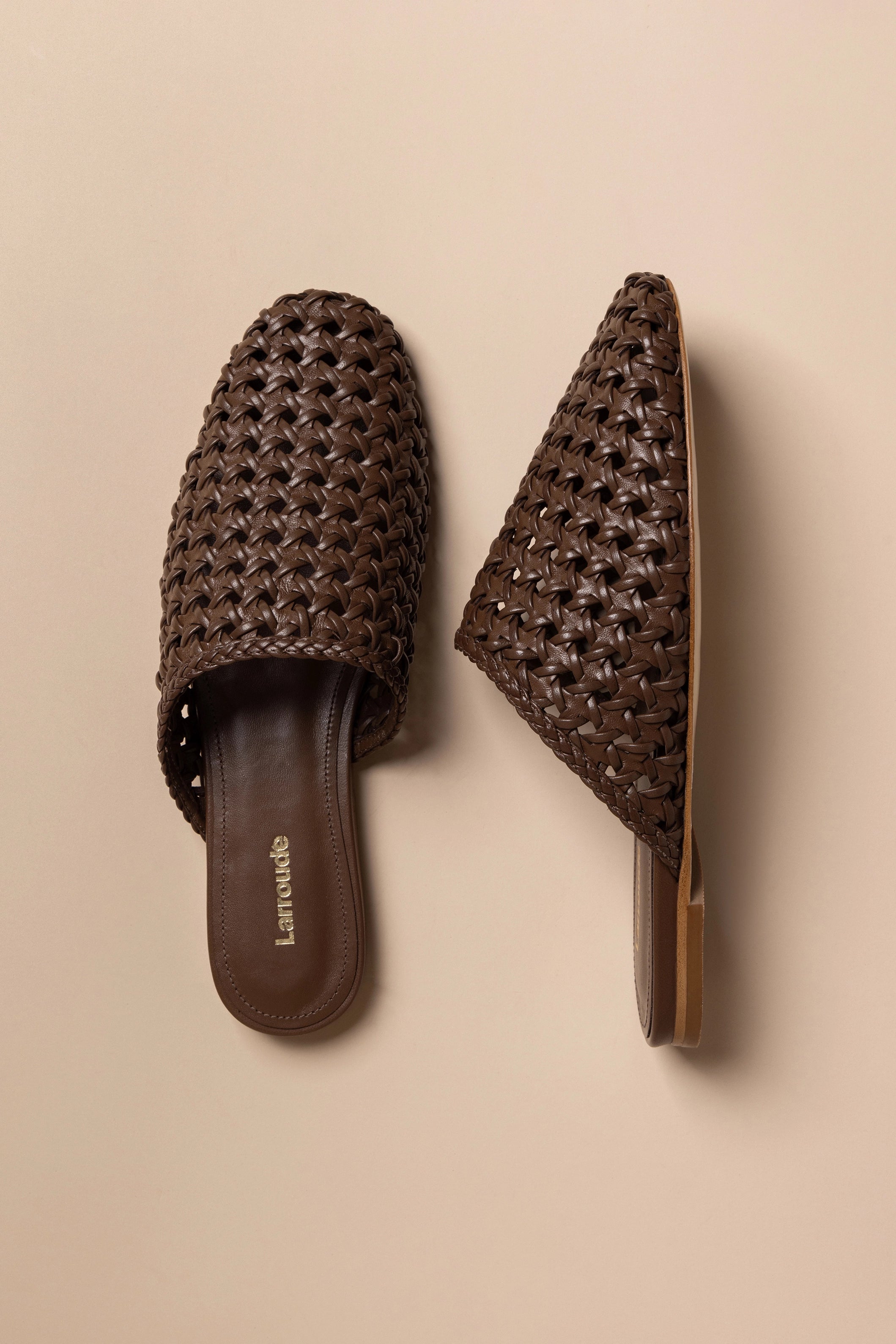 Venice Macrame Flat Mule Shoes - Burnt Umber Leather Slip-Ons for Women | Comfortable Bohemian Sandals for Beach, Summer & Casual Outfits