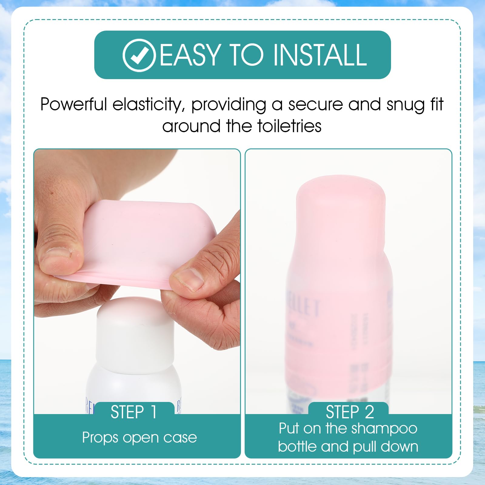 10 Pack Silicone Bottle Covers - Leak Proof Travel Toiletry Covers, Elastic Sleeves for Shampoo & Lotion Bottles - Perfect for Airplane Carry-On, Gym Bag & Vacation Essentials (Fits Most Travel Size Bottles)