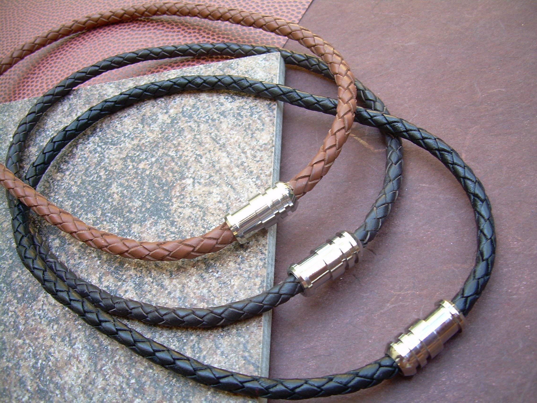 Men's Leather Necklace with Stainless Steel Magnetic Clasp - Stylish Leather Jewelry for Men, Fashionable Gift for Him - Perfect for Casual Wear, Date Nights & Special Occasions