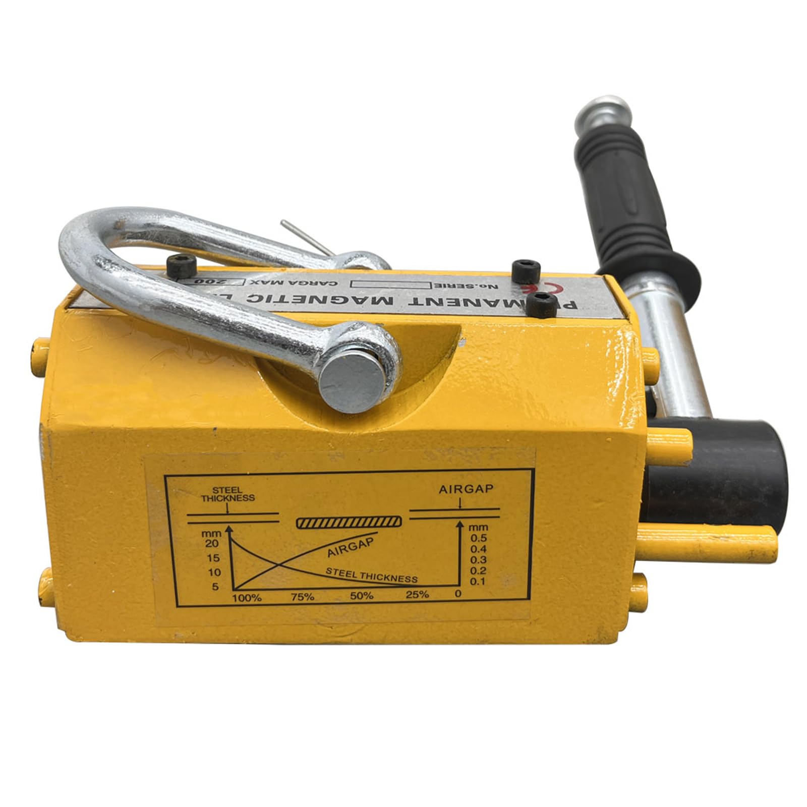 TECHTONGDA 440 lbs/200 kg Lifting Magnet with Release - Heavy Duty Permanent Neodymium Lift Magnet for Steel Plates, Blocks, Rods & Cylinders - Ideal for Construction, Metalworking & Industrial Material Handling