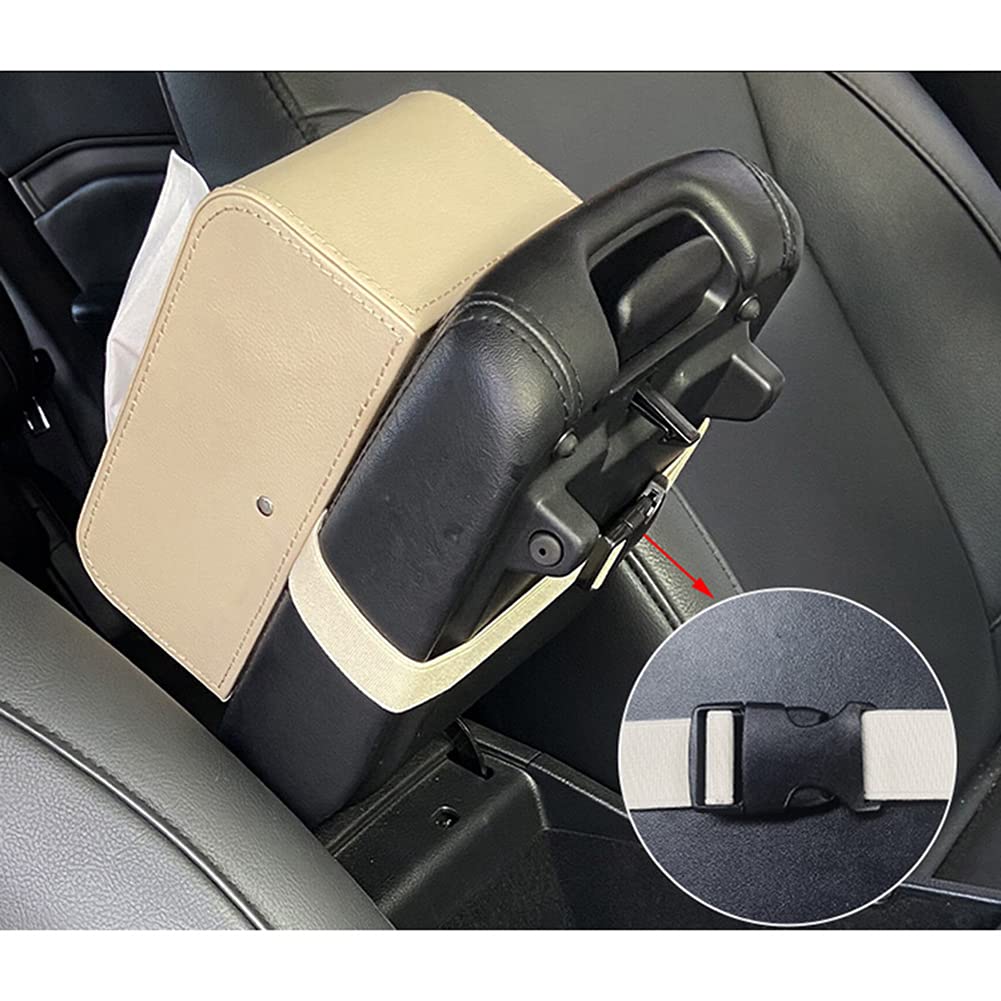 Premium Black Leather Car Armrest Tissue Box Holder - Strap Design for Easy Use, Luxury Storage Organizer for Cars, Trucks & SUVs - Perfect for Road Trips, Daily Commutes & Family Travel