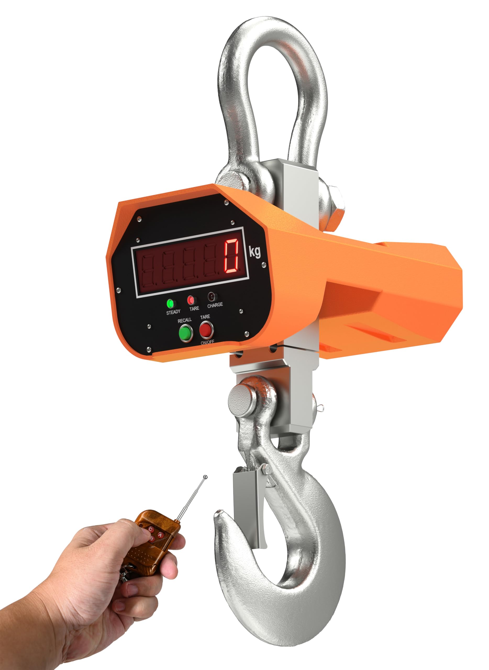 10T/22000LB Heavy Duty Digital Crane Scale with Remote Control - Rechargeable Industrial Hanging Scale with 2kg/4lb Division, Swivel Hook & Bright LED Display - Perfect for Construction, Shipping, Warehousing & Manufacturing