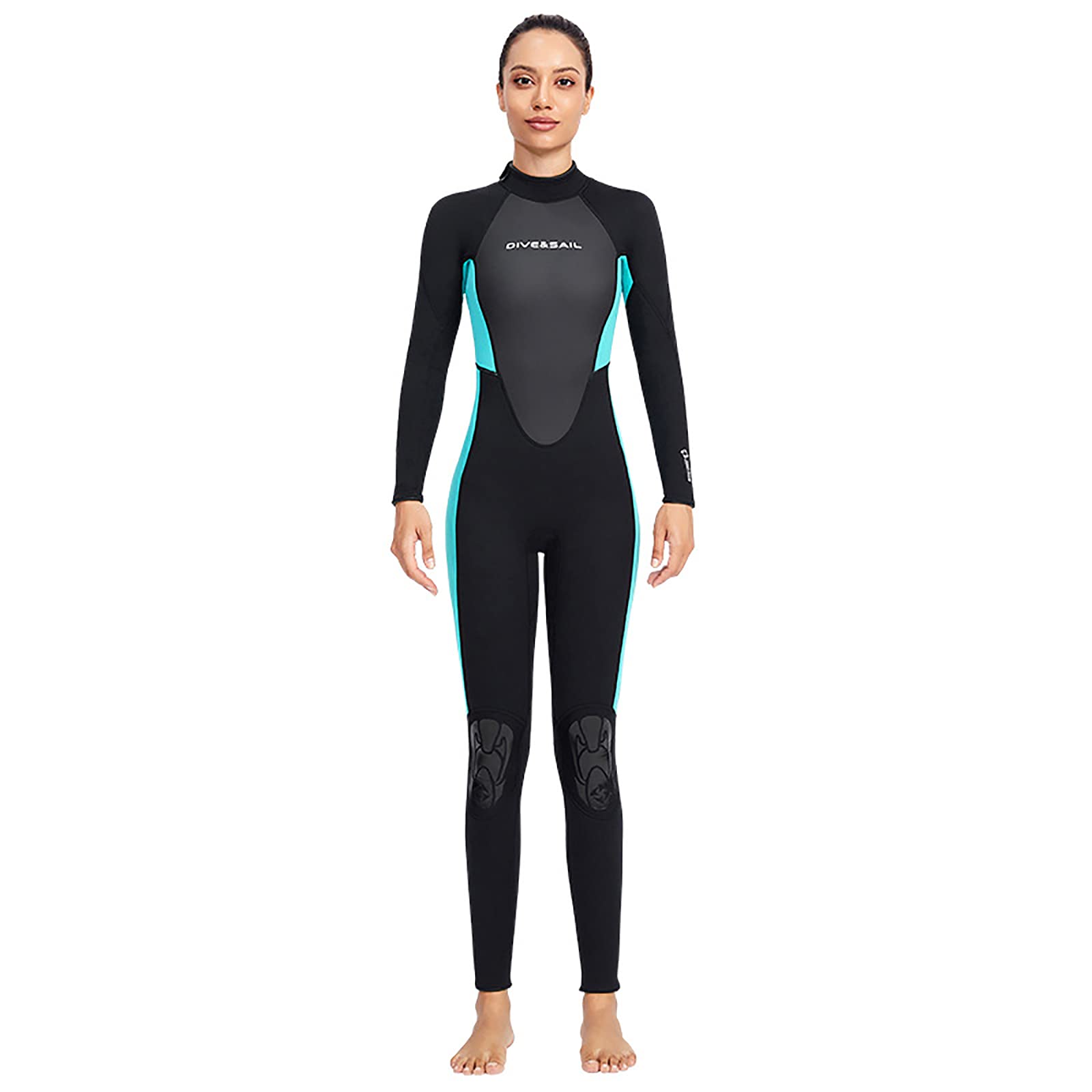 WYCcaseA 3mm Neoprene Wetsuit for Women - Full Body Long Sleeve Scuba Diving Suit with Back Zipper | Warm Swimsuit for Surfing, Snorkeling & Swimming | Perfect for Cold Water Sports & Ocean Adventures (Blue)