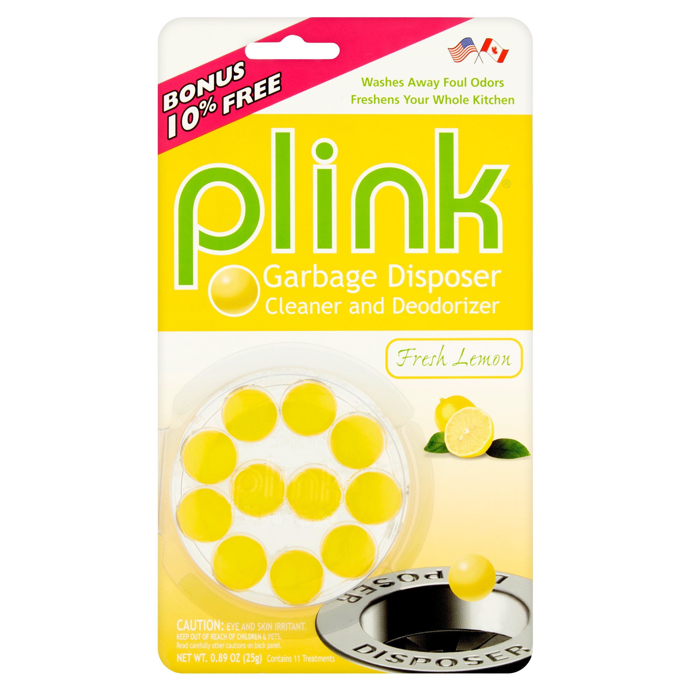 Plink Fresh Lemon Garbage Disposal Cleaner & Deodorizer Pods, 0.81 oz - Eliminate Odors & Clean Kitchen Sink Drain Naturally | For Home & Commercial Use