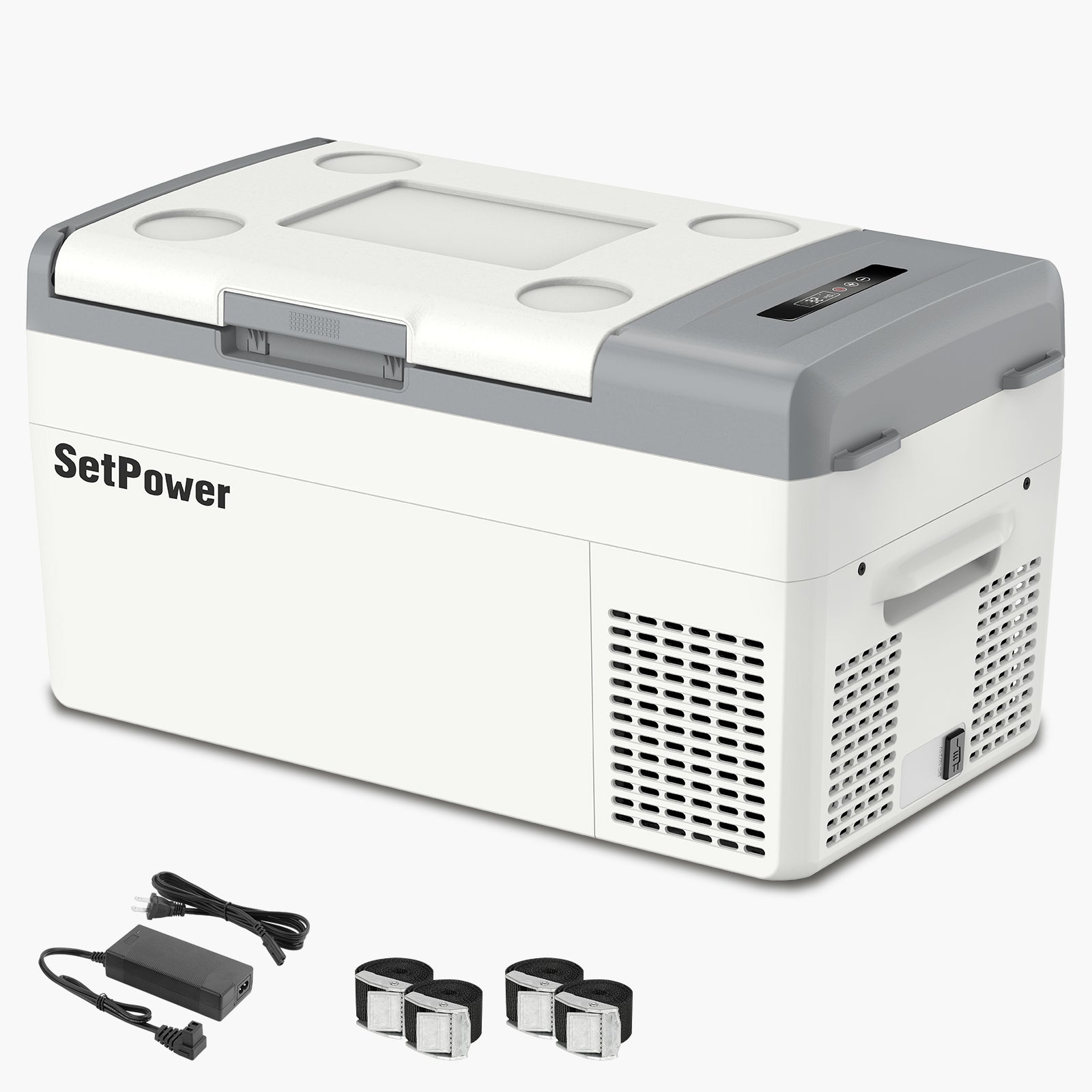 Setpower MC20 12V Portable Car Refrigerator - 21Qt Electric Cooler for Camping, Road Trips & RV Travel - Compact Freezer for Food, Drinks & Medication Storage - Black