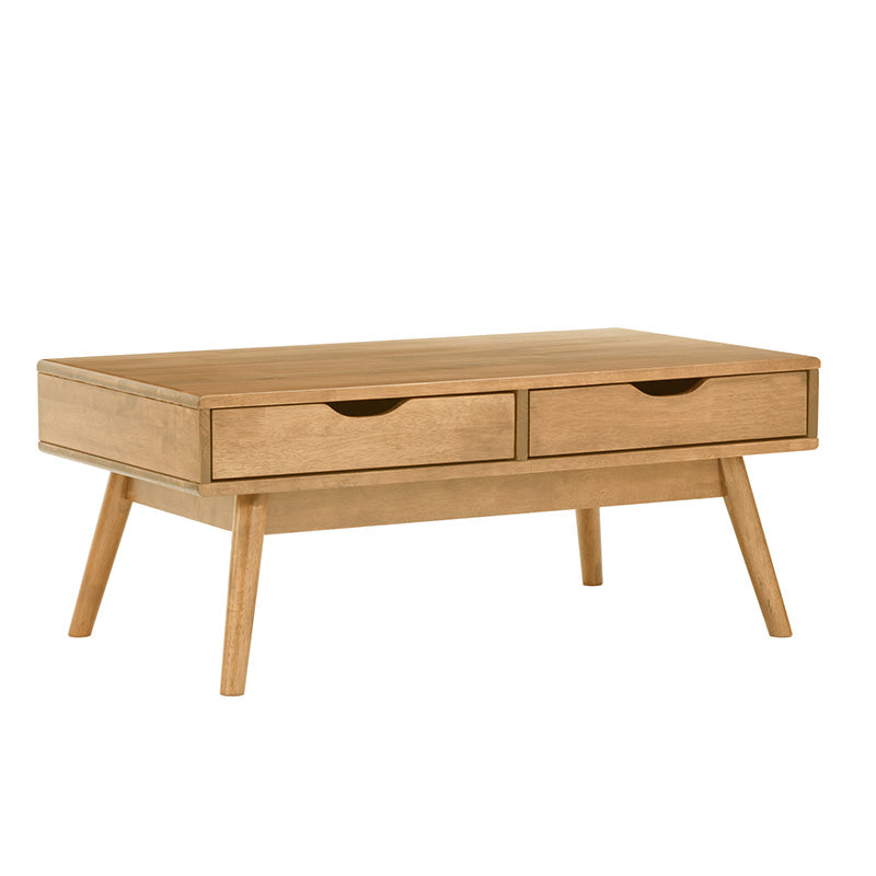 Modern LAMAR Coffee Table with 2 Drawers - 106cm Natural Wood Living Room Furniture for Small Spaces | Perfect for Living Room, Lounge & Apartment Decor