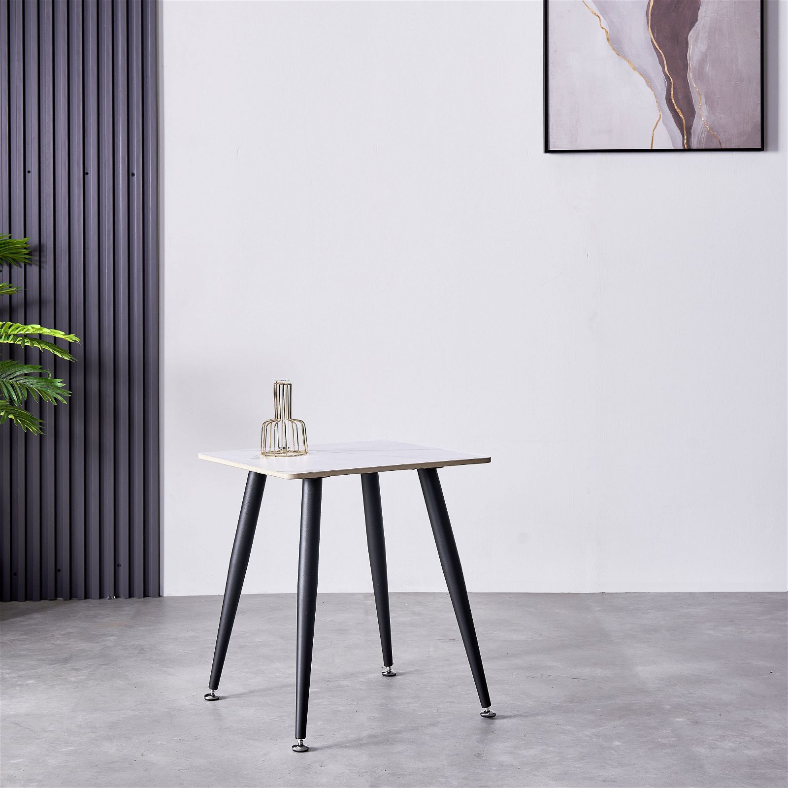 Criterionâ¢ White Sintered Stone End Table with Sturdy Metal Legs - Modern Living Room Side Table for Coffee, Books & Decor