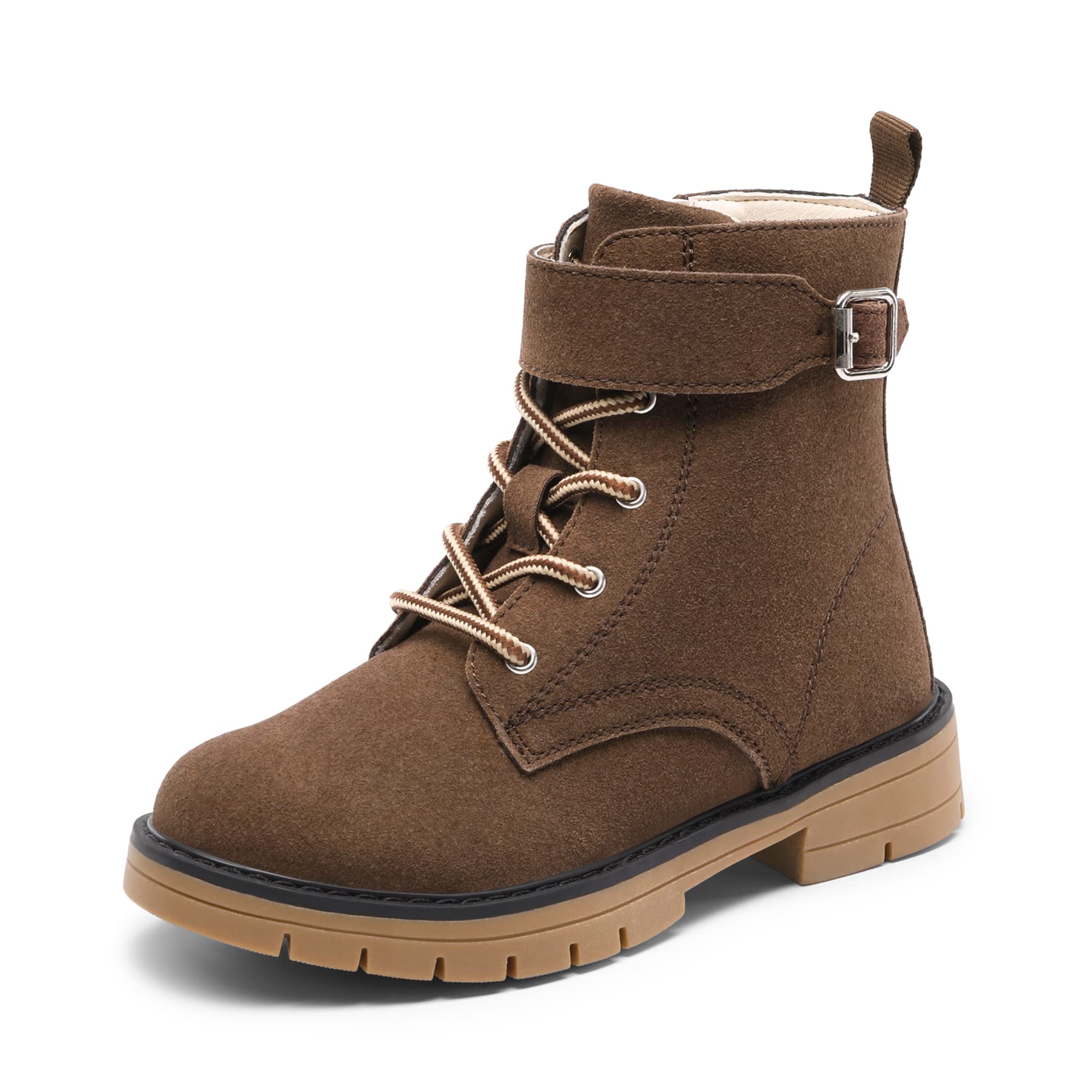 DREAM PAIRS Kids Combat Boots for Boys & Girls - Lace-Up Ankle Work Boots with Side Zipper (Toddler/Little Kid/Big Kid) - Durable School Shoes for Outdoor Play & Everyday Wear