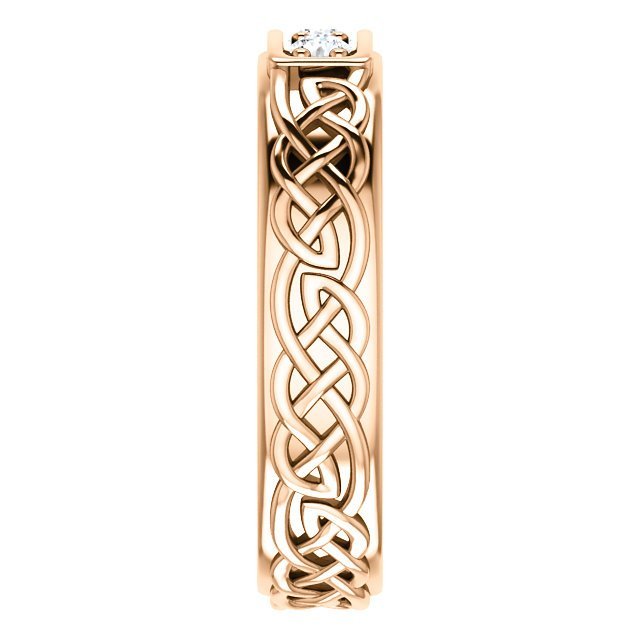 14K Gold Men's Celtic Ring with 1/5 CTW Diamond Accents - Elegant Three-Stone Design for Weddings, Anniversaries & Special Occasions