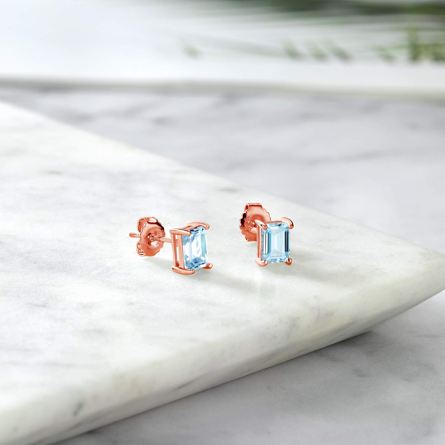 7X5MM Emerald Cut Gemstone Stud Earrings for Women & Men - 925 Sterling Silver Birthstone Jewelry | Perfect Gift for Mom, Wife, Her | Elegant Fine Jewelry for Everyday Wear & Special Occasions