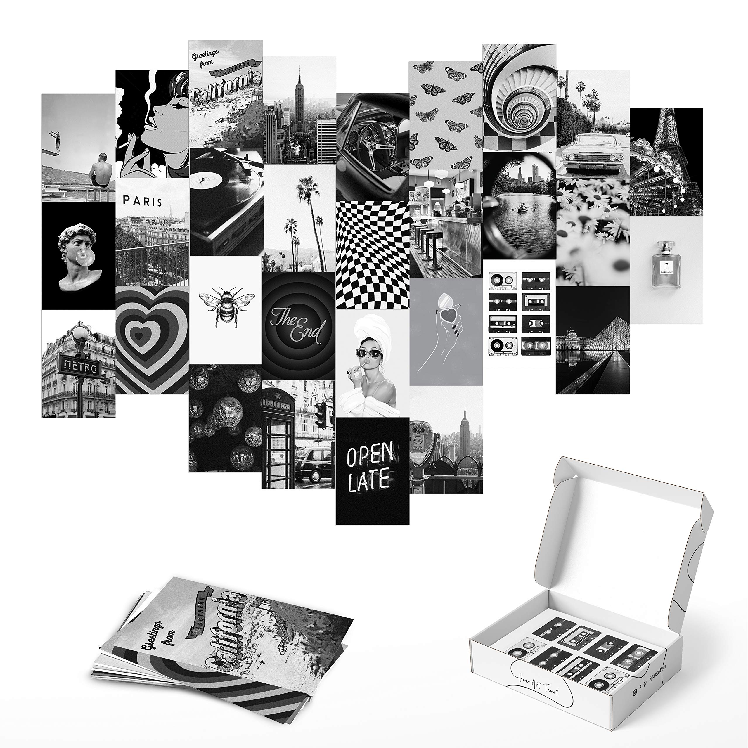 HAUS AND HUES Black & White Photo Collage Kit - Aesthetic Wall Decor for Teens | 4