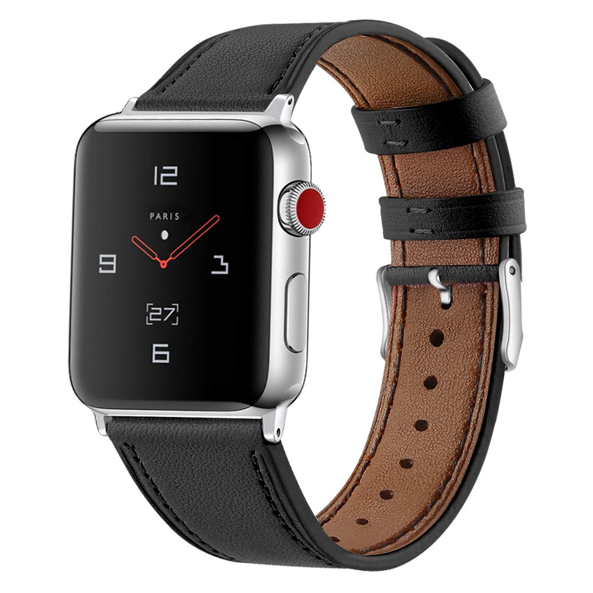 Genuine Leather Apple Watch Band 42mm 44mm - Premium Replacement Strap Compatible with iWatch Series 6/5/4/3/2/1 & SE - Soft Comfortable Watch Band for Men & Women - Perfect for Work, Gym & Everyday Wear