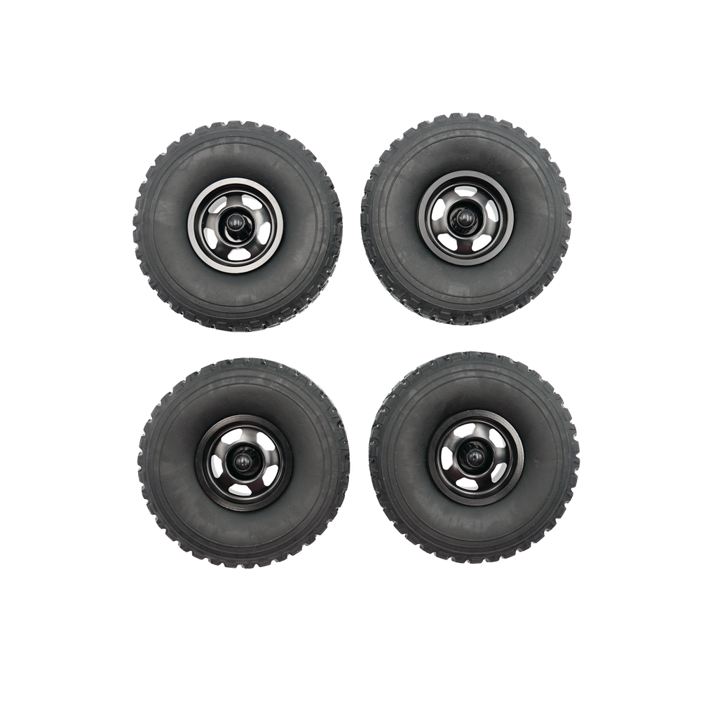 WPL 1/16 Scale Metal Wheels (4PCS) - Silver/Black with Optional Tires for RC Crawler, Rock Racer & Off-Road Vehicle Upgrades