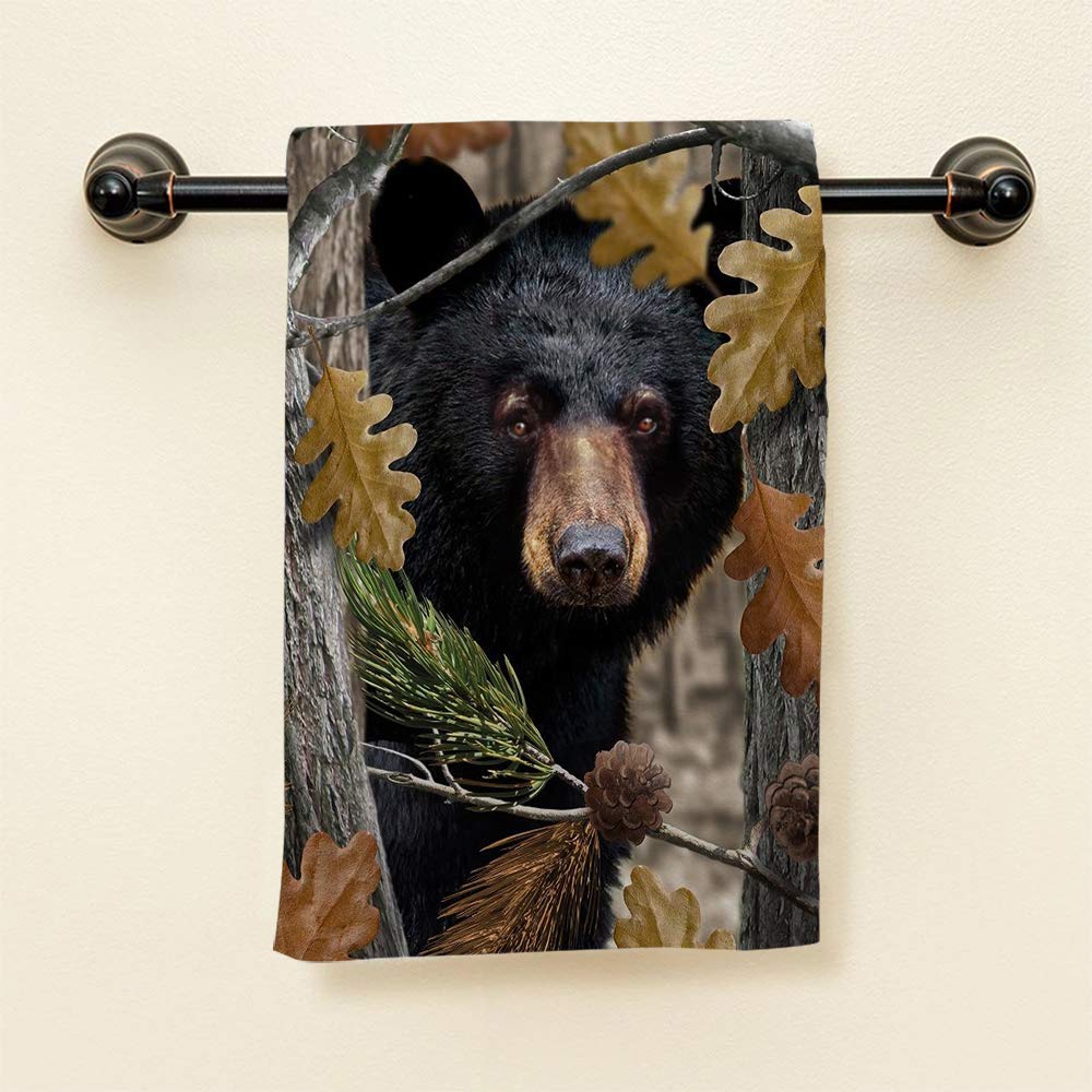 HGOD DESIGNS Bear Towels - Soft Cotton Autumn Black Bear Family Bath & Kitchen Towels 15'X30' - Perfect for Spa, Bathroom Decor & Cozy Home Gifts