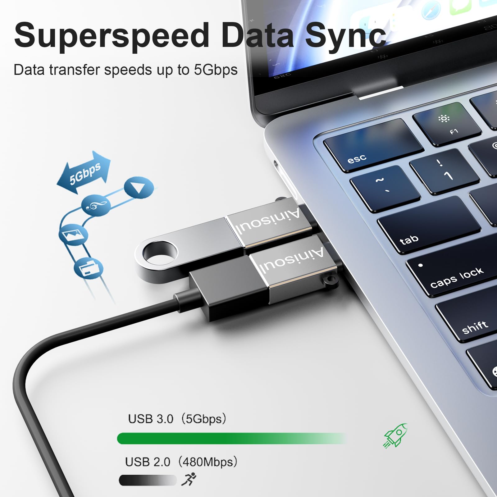 8-Pack USB C to USB Adapter - USB to USB C Converter with OTG Support - Compatible with iPhone 15, MacBook Pro/Air, iPad Pro, Galaxy S20-S23 - Fast Charging & Data Transfer - Perfect for Travel, Office & Home Use (Grey)
