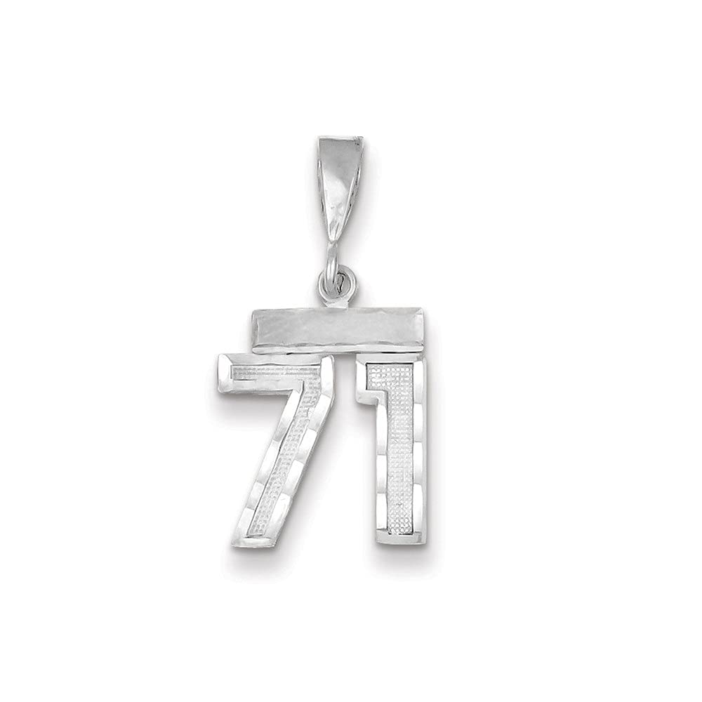 14K White Gold Small Brushed Diamond-Cut Numeric Number Charm Pendant Necklace for Women - Elegant Everyday Jewelry & Special Occasion Gift