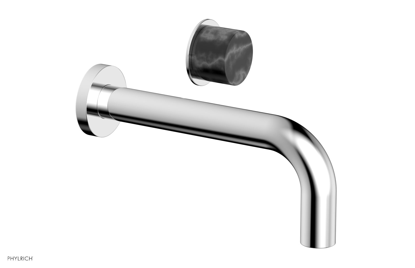 Premium Single Handle Wall Mount Lavatory Faucet - Black Marble Handle (Model 230-17) for Bathroom Sink & Powder Room Upgrade