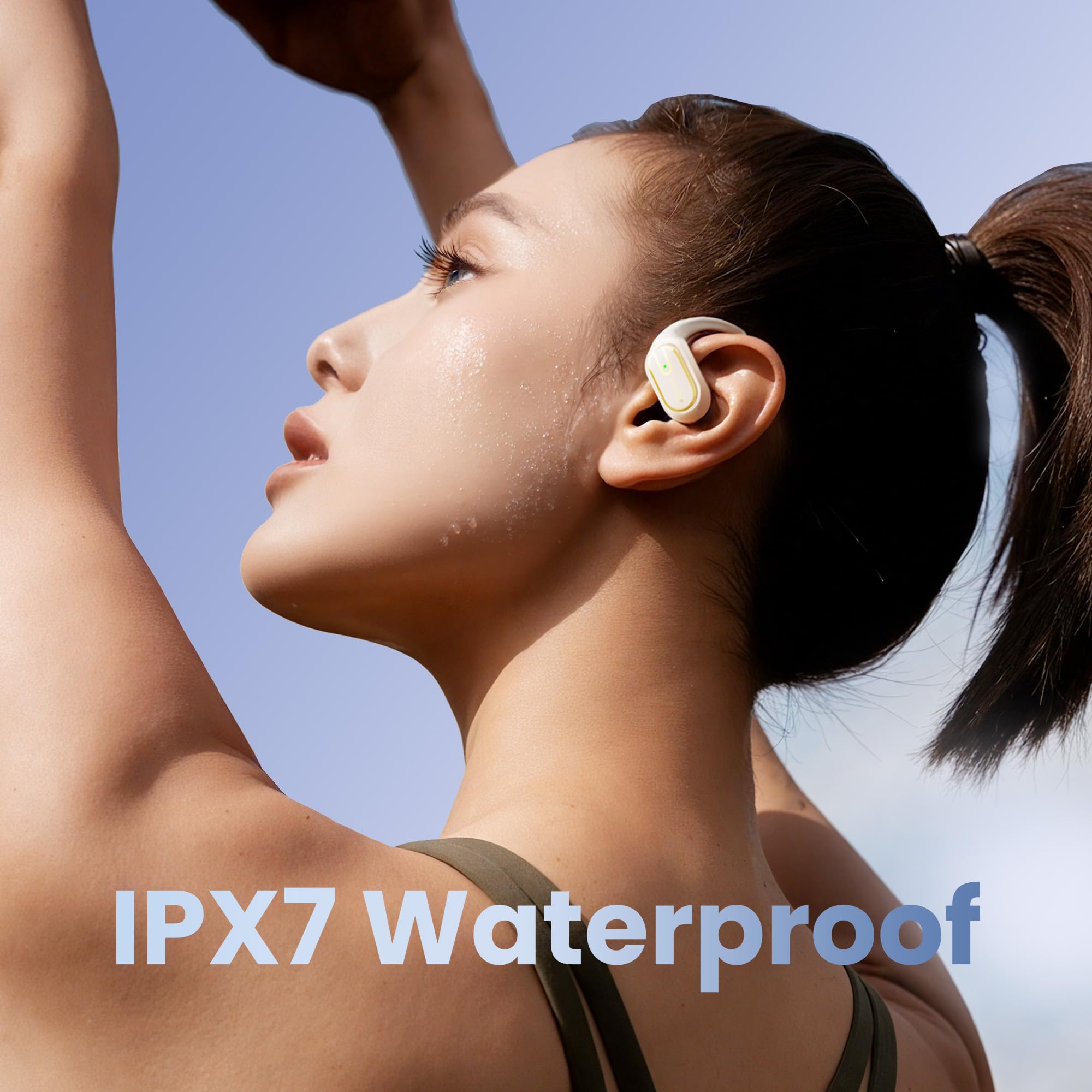 Open Ear Wireless Earbuds - 5.4 Bluetooth Headphones with LED Display, IPX7 Waterproof, Touch Control & 18.2mm Drivers for 80H Playtime | Perfect for Running, Cycling & Outdoor Sports