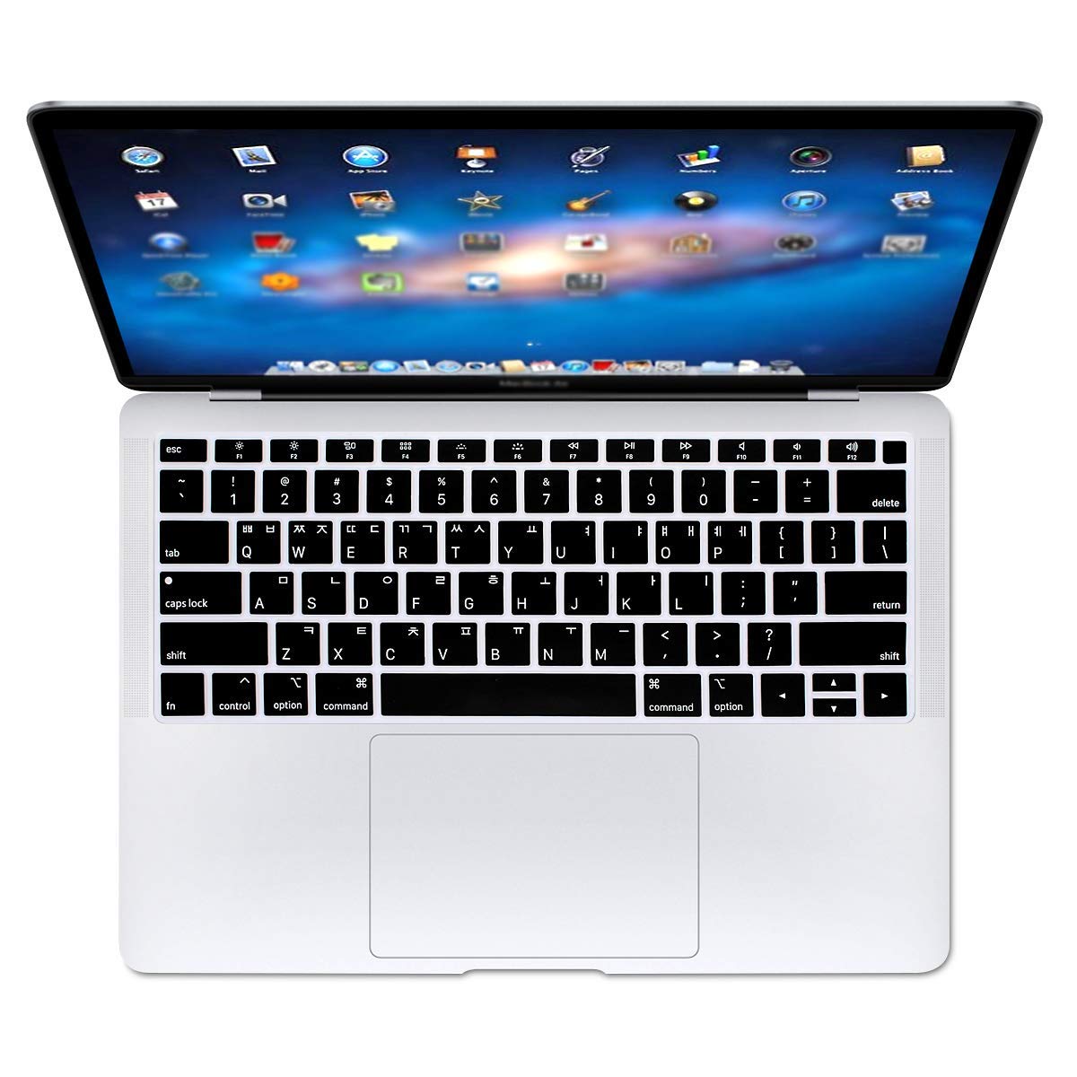 Korean Language Silicone Keyboard Cover for MacBook Air 13.3 inch (2018 Model A1932) - US Layout Black Keyboard Protector with Retina Display & Touch ID Compatibility - Perfect for Typing, Office Work & Travel Protection