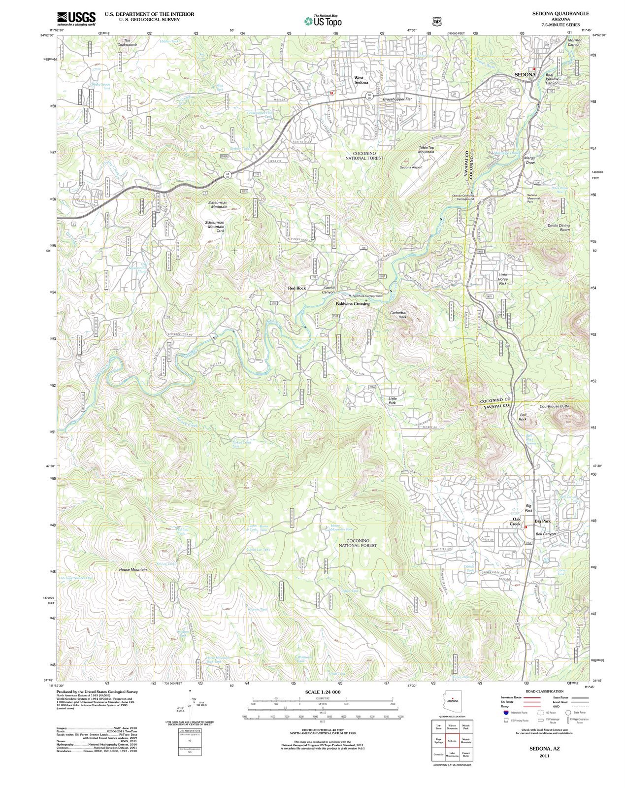 2011 Sedona, AZ USGS Historical Topographic Map - 44x55 Inch Large Wall Art - Vintage Arizona Decor for Home, Office & Classroom - Perfect for Geography Lovers & History Buffs