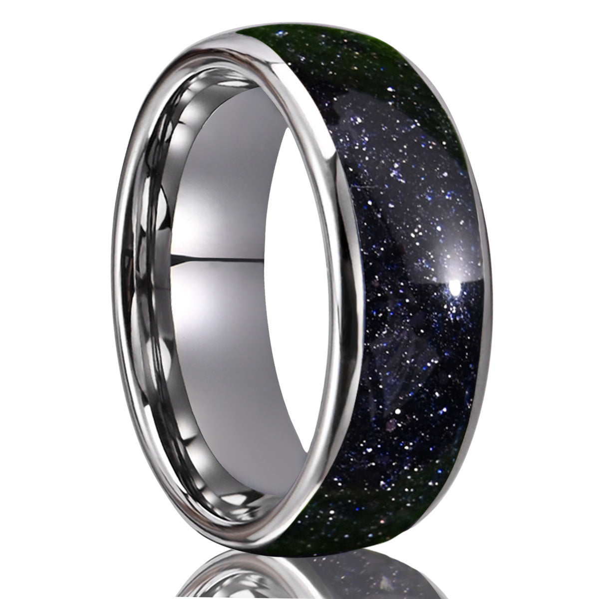 8mm Blue Sandstone Star Tungsten Wedding Band for Men - Durable & Hypoallergenic Ring for Grooms, Anniversaries, and Special Occasions