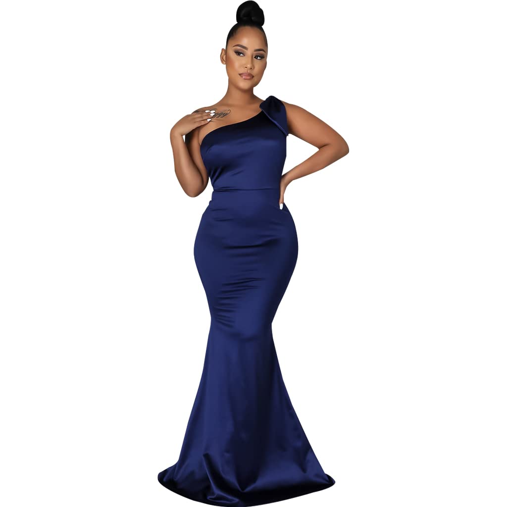 FairyLove Women's One Shoulder Sleeveless Ruched Bodycon Cocktail Dress with Belt - Elegant Formal Party Gown for Evening Events, Prom, Wedding Guest & Night Out