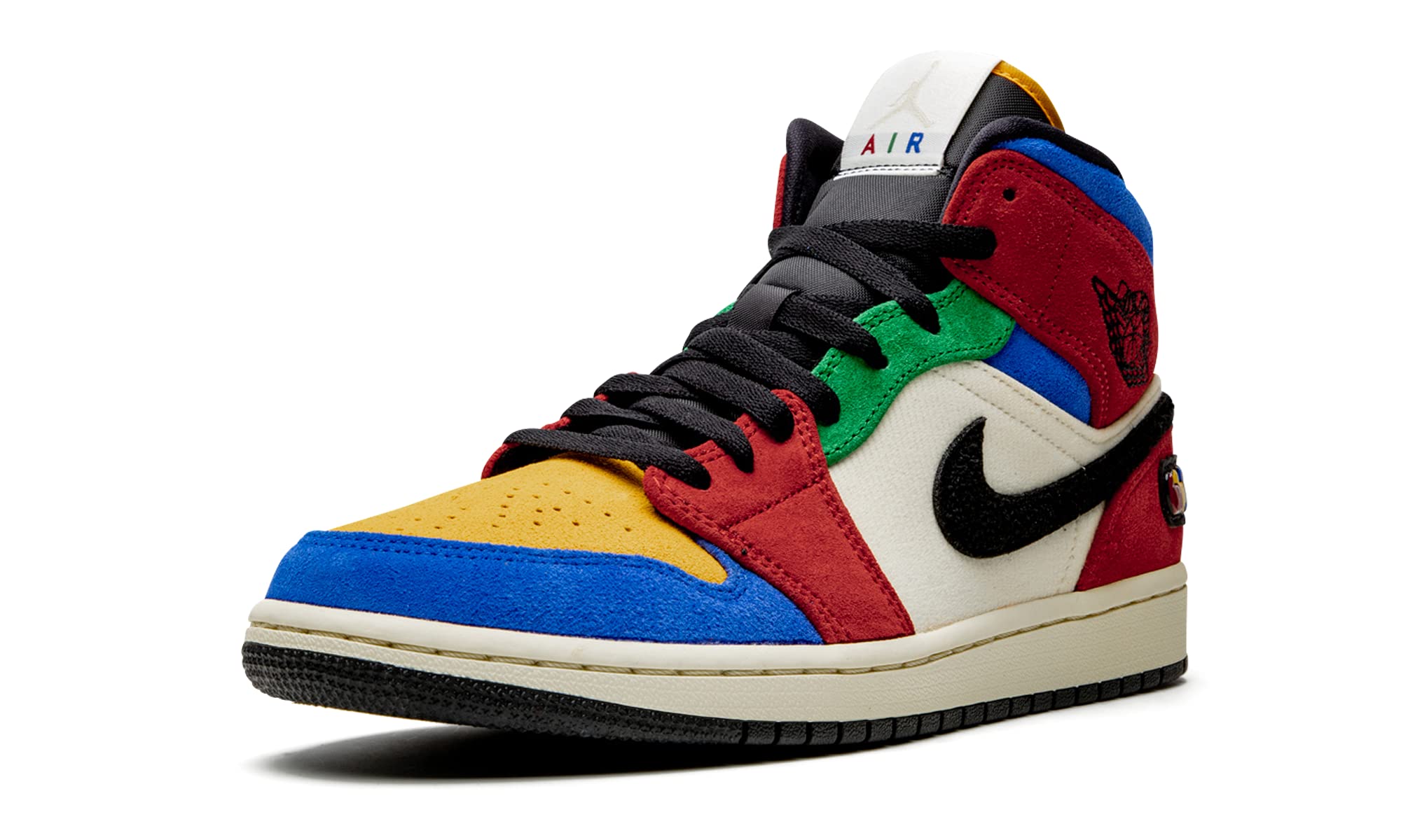 Nike Men's Air Jordan 1 Mid SE Basketball Shoes - FRLS NA Muslin/Black/Varsity Red Suede | Casual Sneakers for Streetwear & Sports | Size [Your Size]
