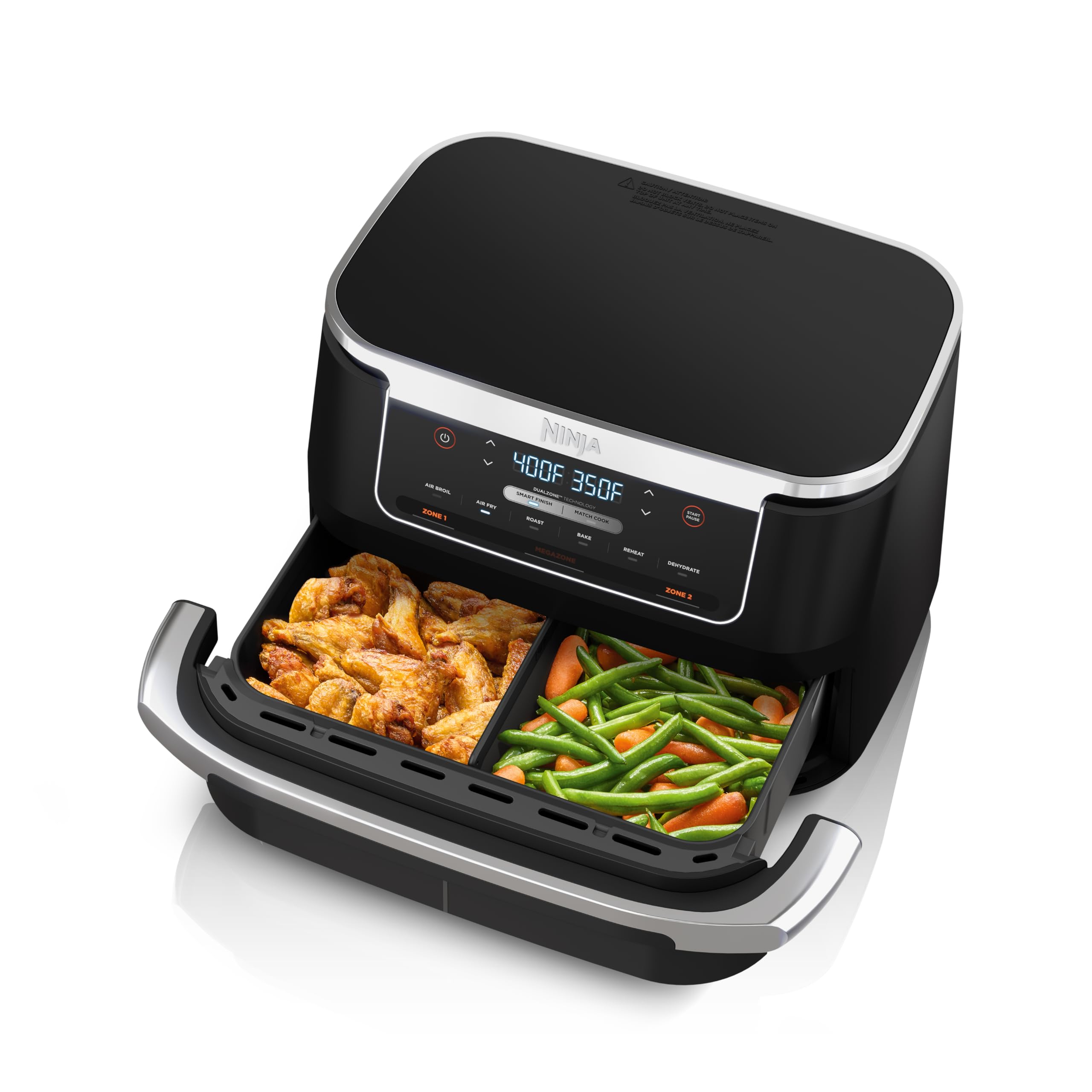 Ninja DZ071 Foodi 6-in-1 DualZone Air Fryer - 7QT Large Capacity, Smart Finish Technology - Air Fry, Bake, Roast - Perfect for Family Dinners, Meal Prep & Healthy Cooking (Renewed, Black)