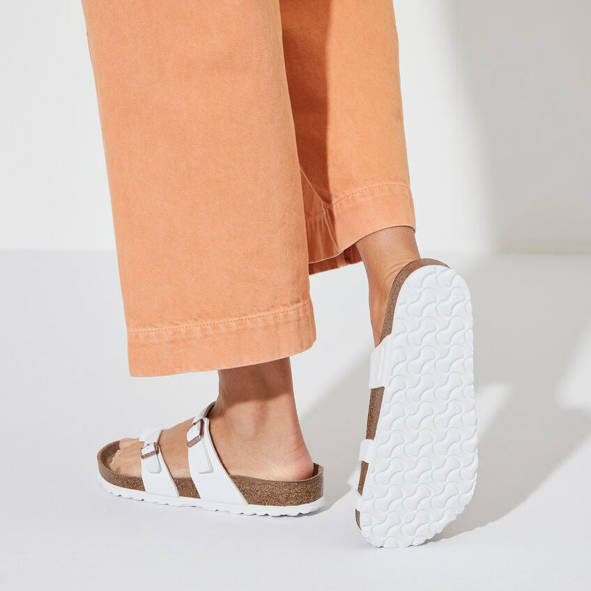 Birkenstock Mayari Birko-Flor Classic Footbed Sandals - Women's Comfortable White Leather Sandals for Summer, Beach & Casual Wear